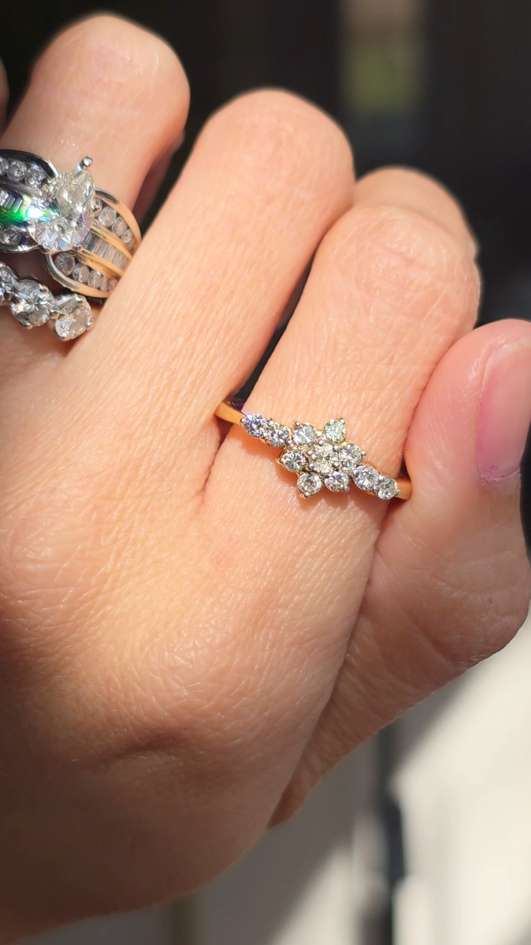 14k Gold Half Carat Diamond Cluster Flower Fashion Ring Size 6.5