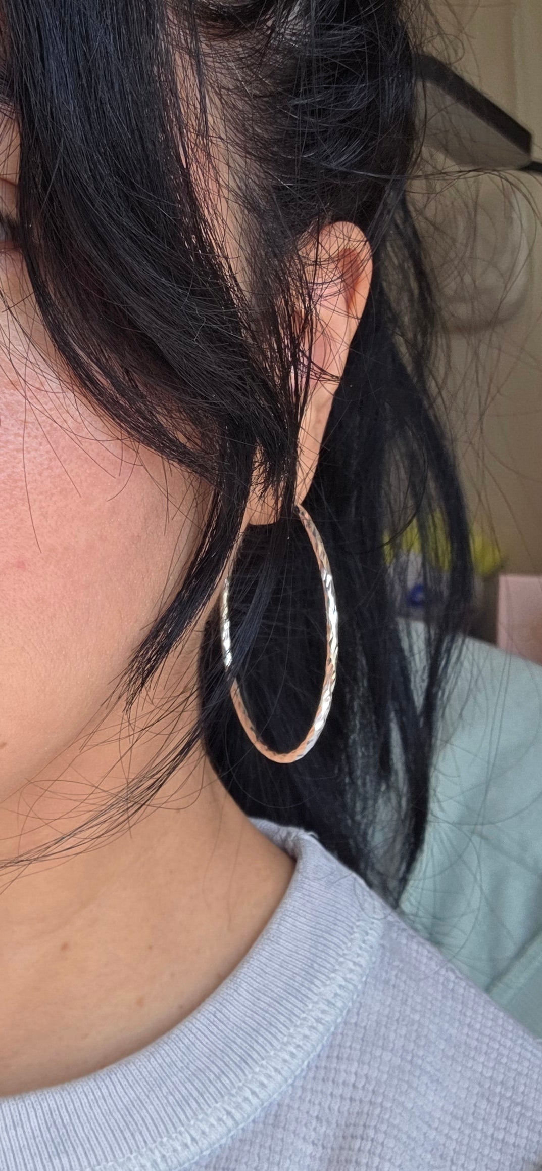 Big 54mm (2.1") Diamond Cut Sterling Silver Hoops Earrings