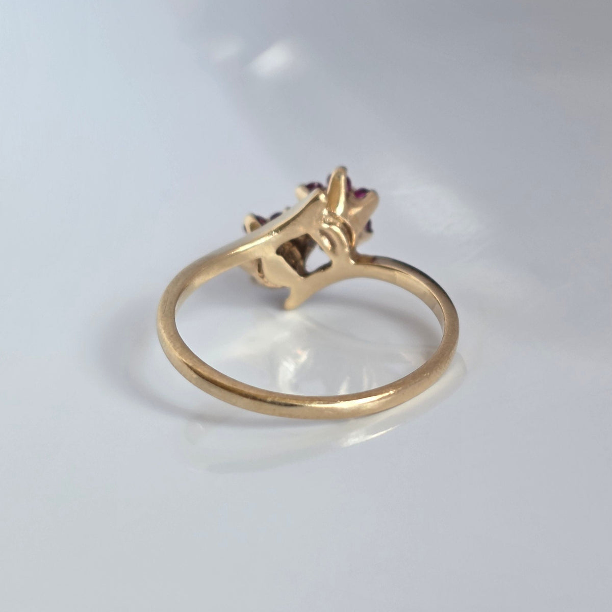 10k Ruby And Diamond Flowers Bypass Statement Ring