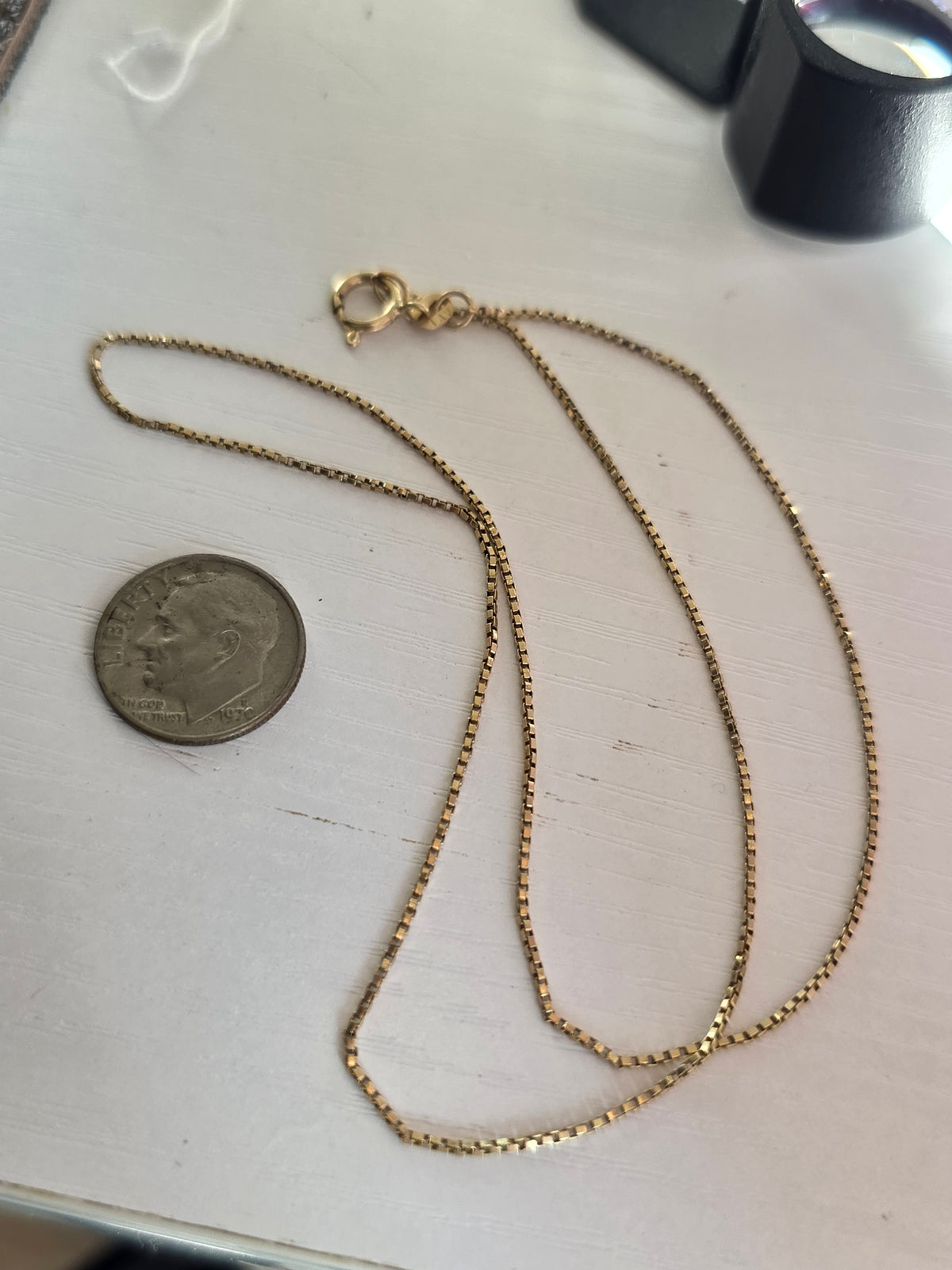 14k Gold Classic 1mm Box Chain 17"