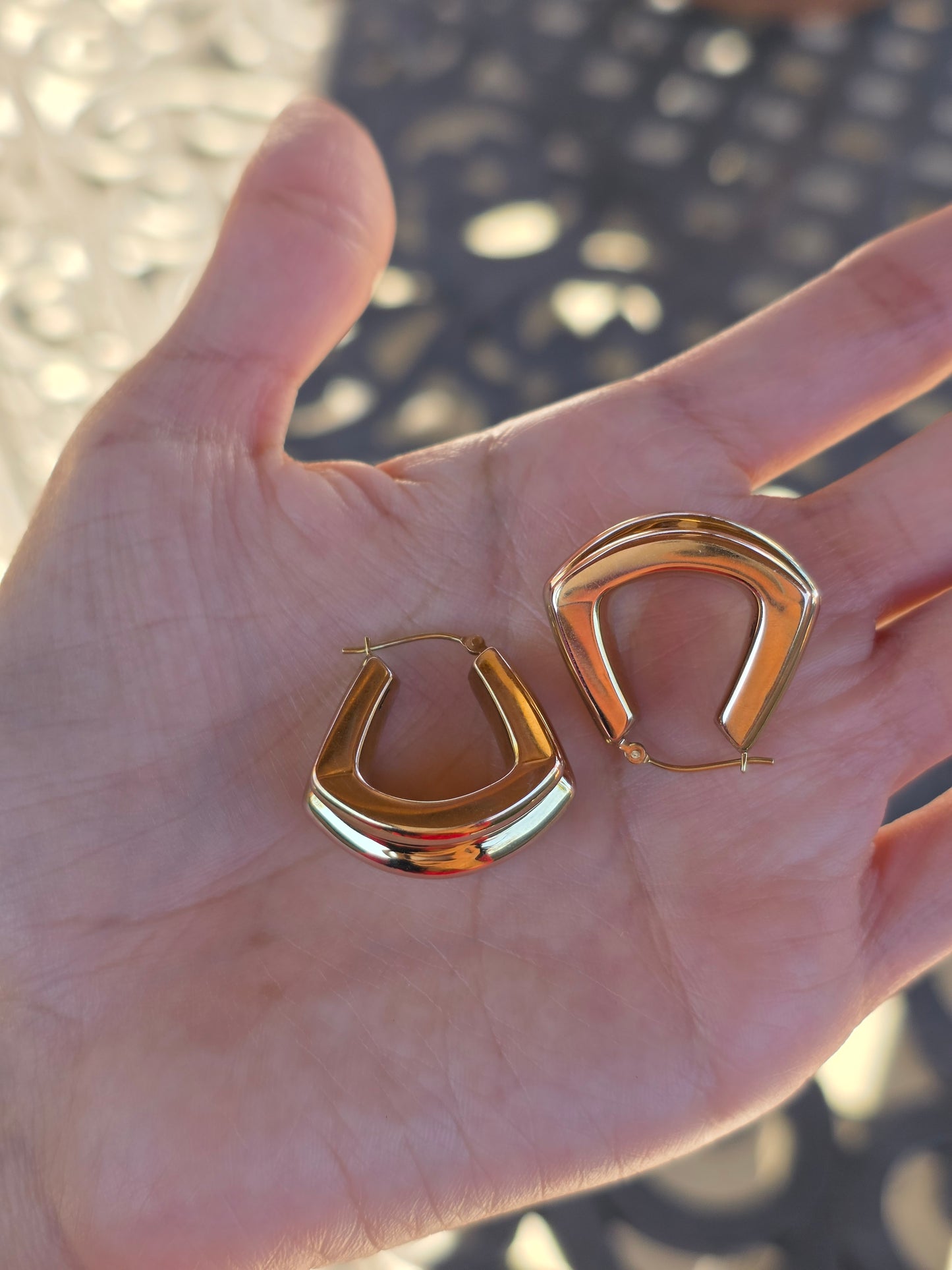 14k Gold Chunky Geometric Hoop Earrings