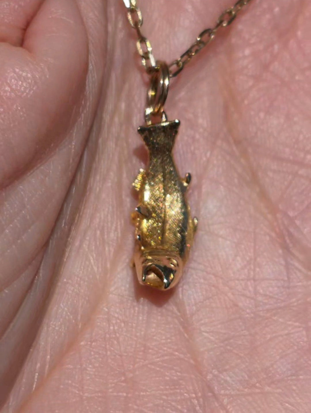 #9- 10k Gold 3D Solid Trout Fish Charm (NO CHAIN)