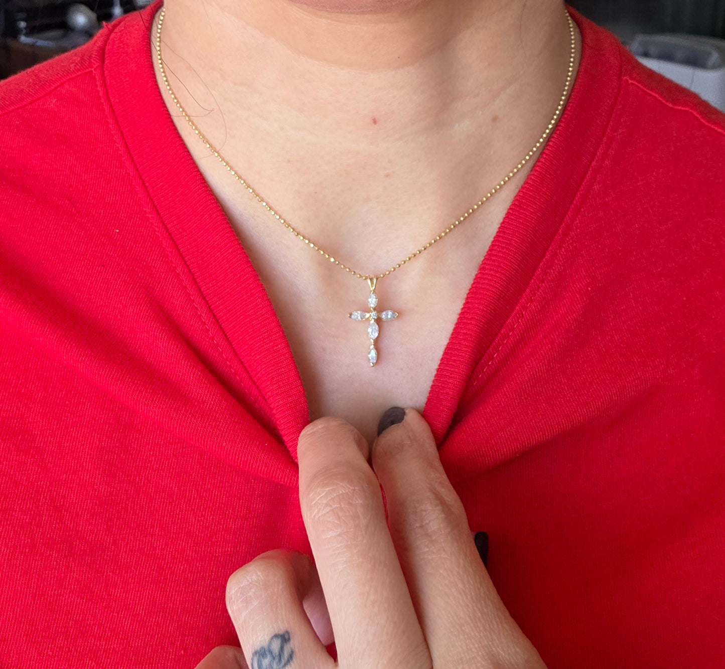 14k Gold .50TCW Diamond Cross Pendant (NO CHAIN)