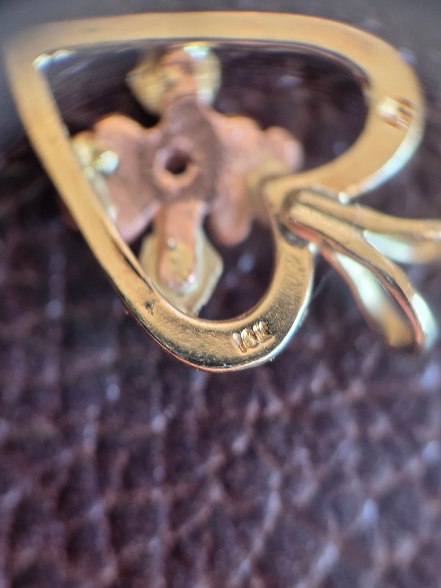 Pretty 10k 2Toned Gold Flowers Heart Pendant (NO CHAIN)