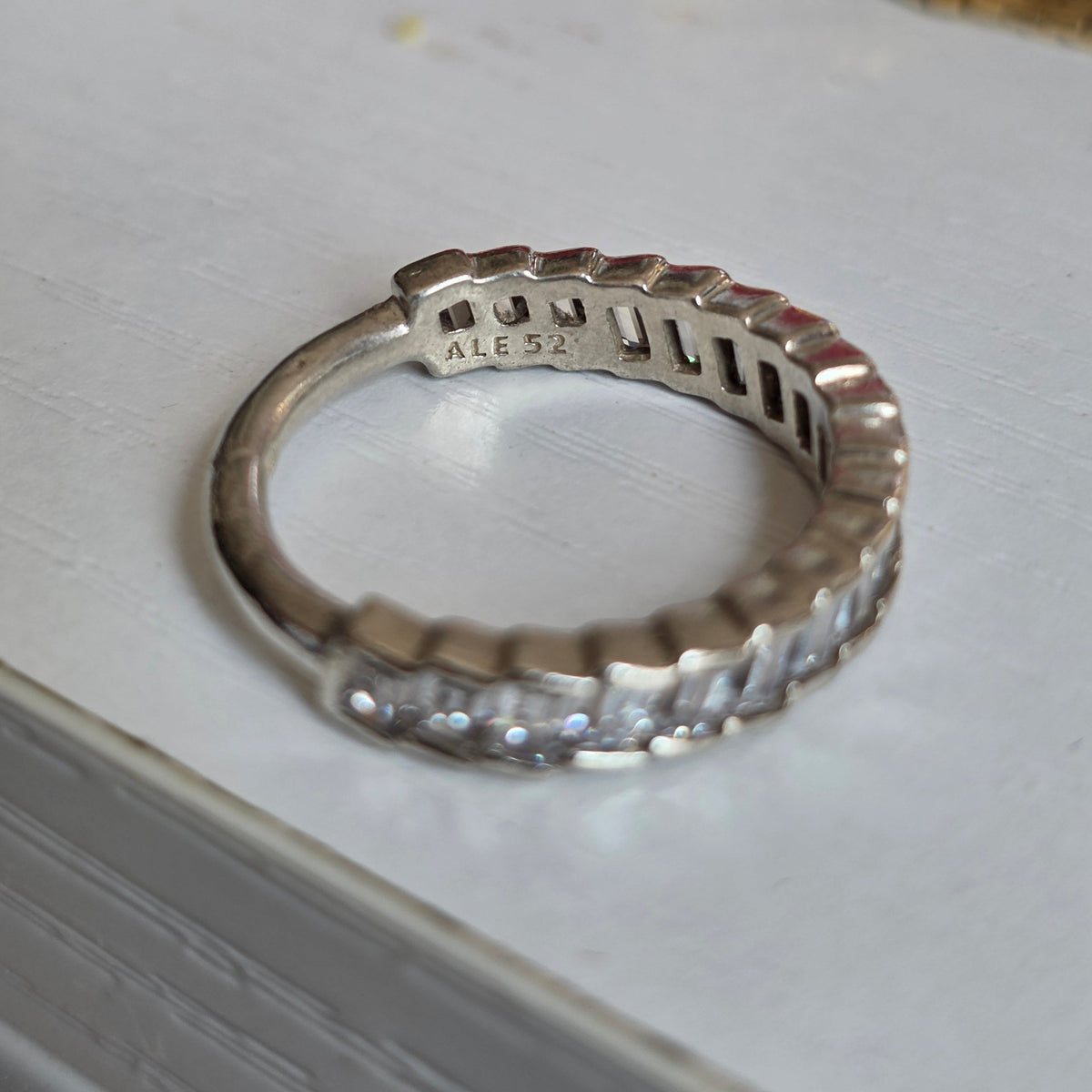 Pandora Glacial Beauty Ring Sterling Silver Baguette CZ Half Eternity Style Band Size 6