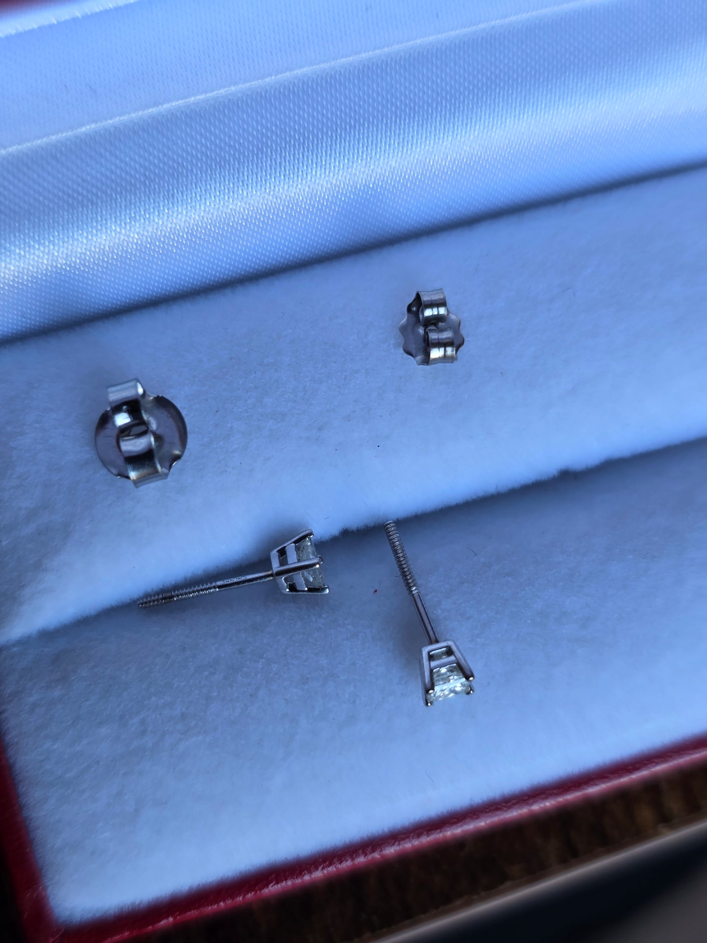 14k White Gold .23ctw Princess Cut Diamond Stud Earrings