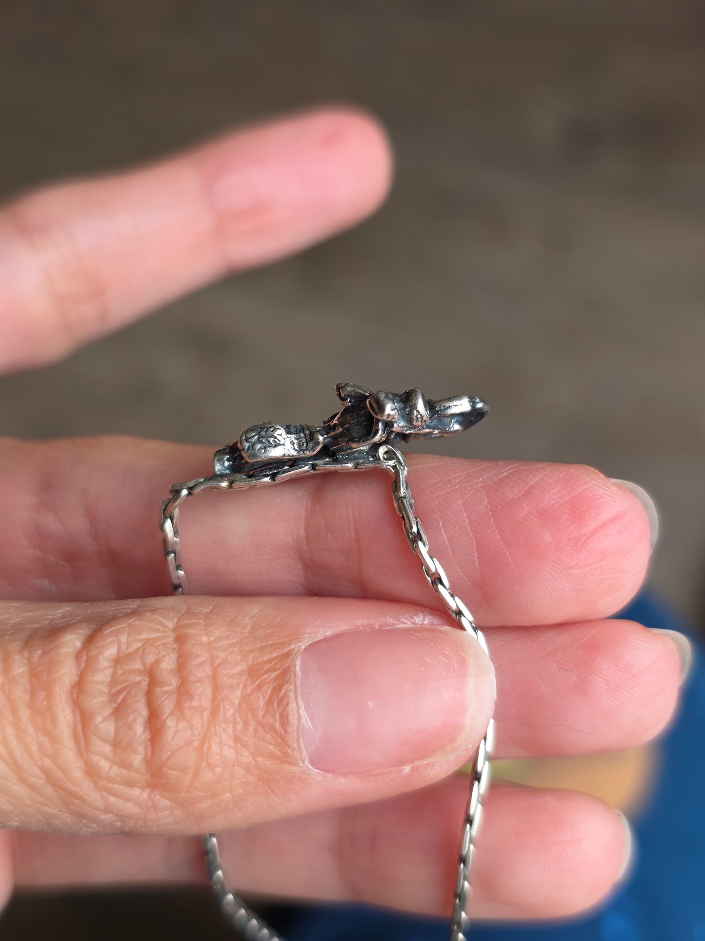 Vintage Sterling Silver Motorcycle Chain Bracelet 7"