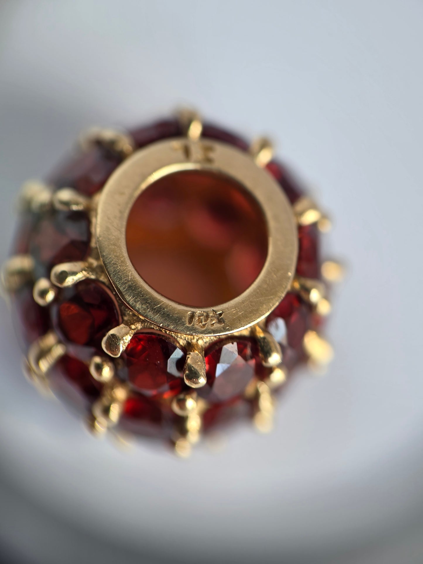 Vintage 10k Gold Garnet Spacer Bead Charm (NO CHAIN)
