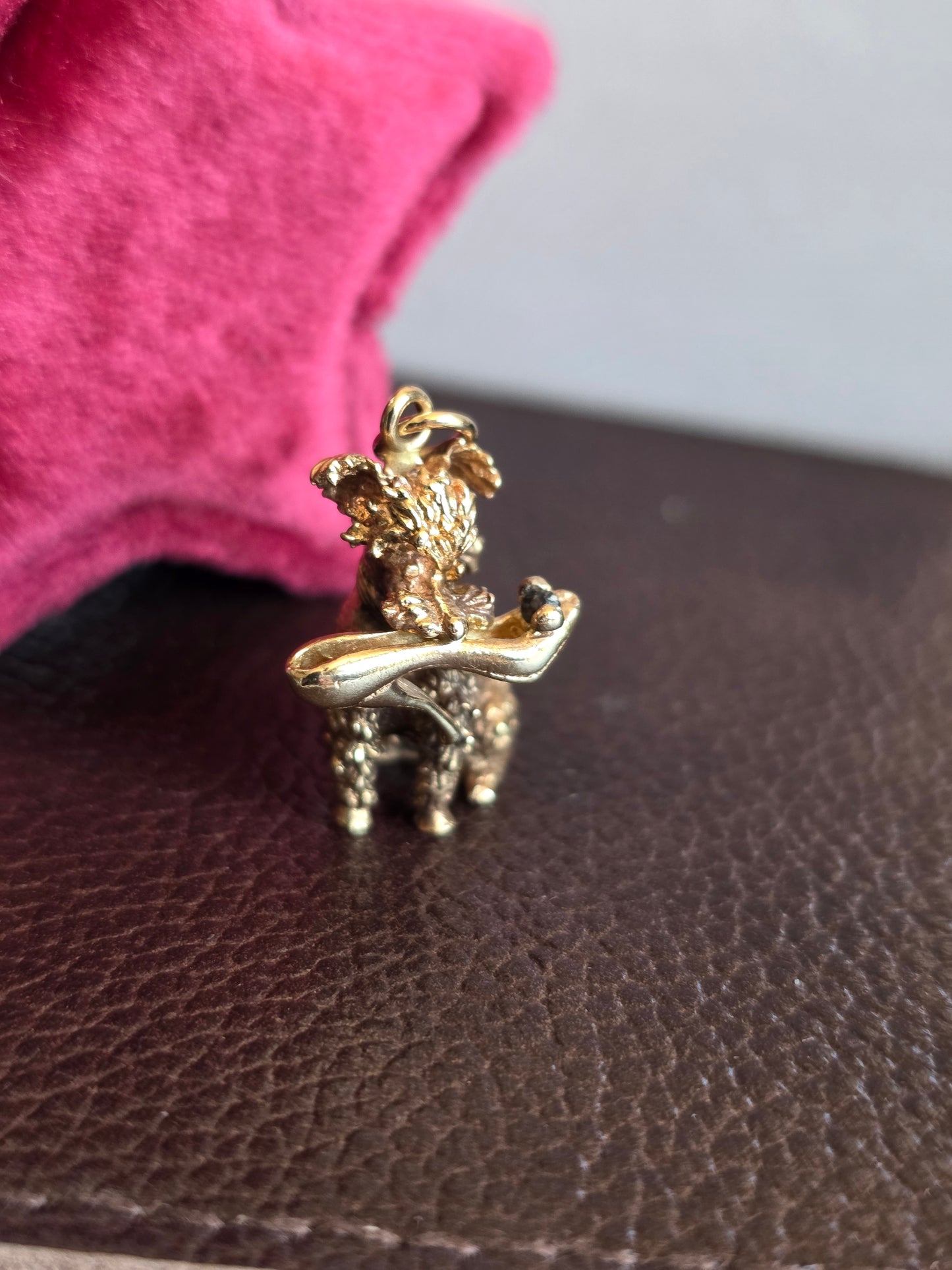 Adorable Solid Made 14k Gold Poodle with Heel in Mouth Charm Heavy (NO CHAIN)