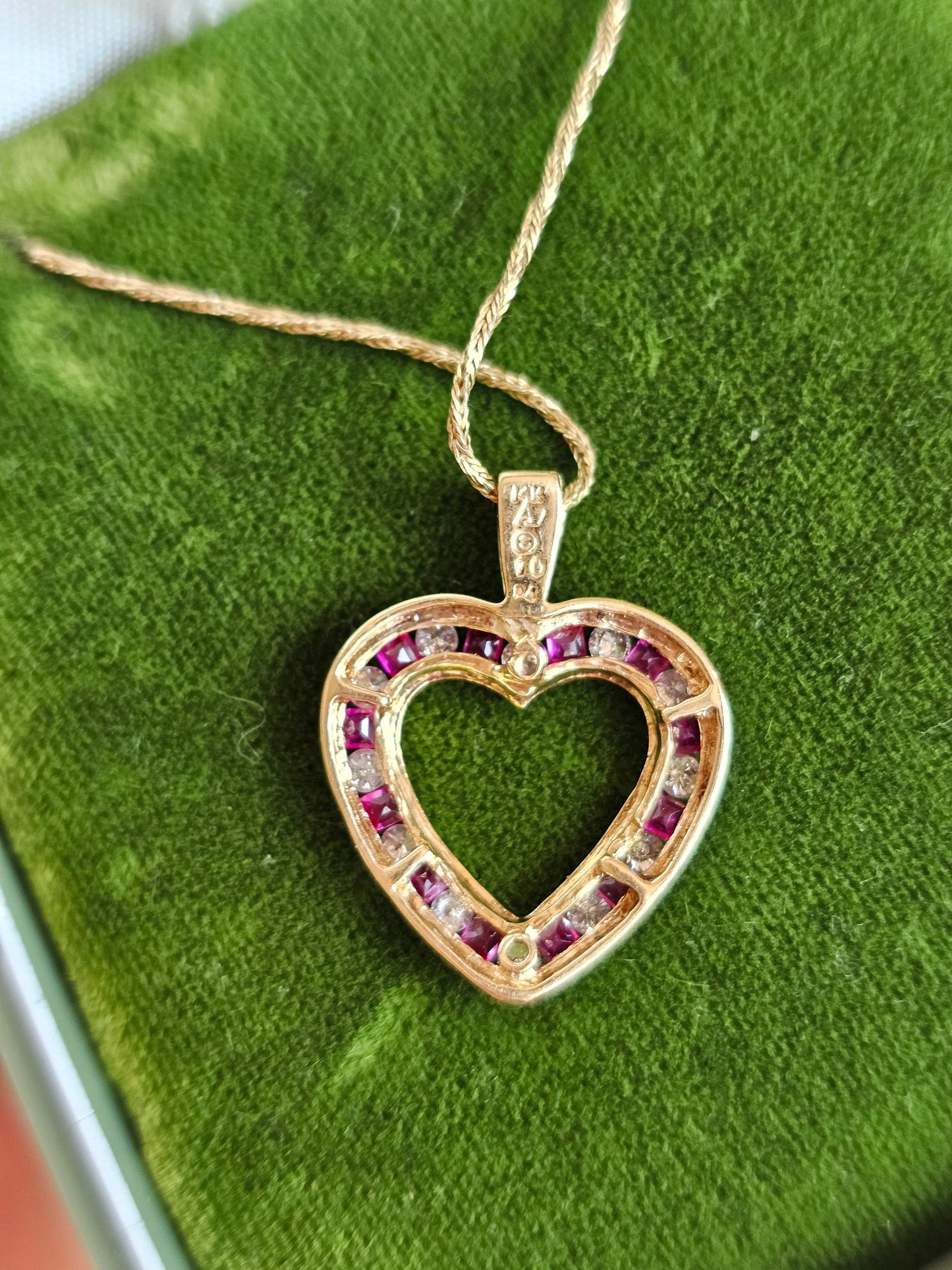 14k Ruby Diamond Heart Pendant (NO CHAIN)