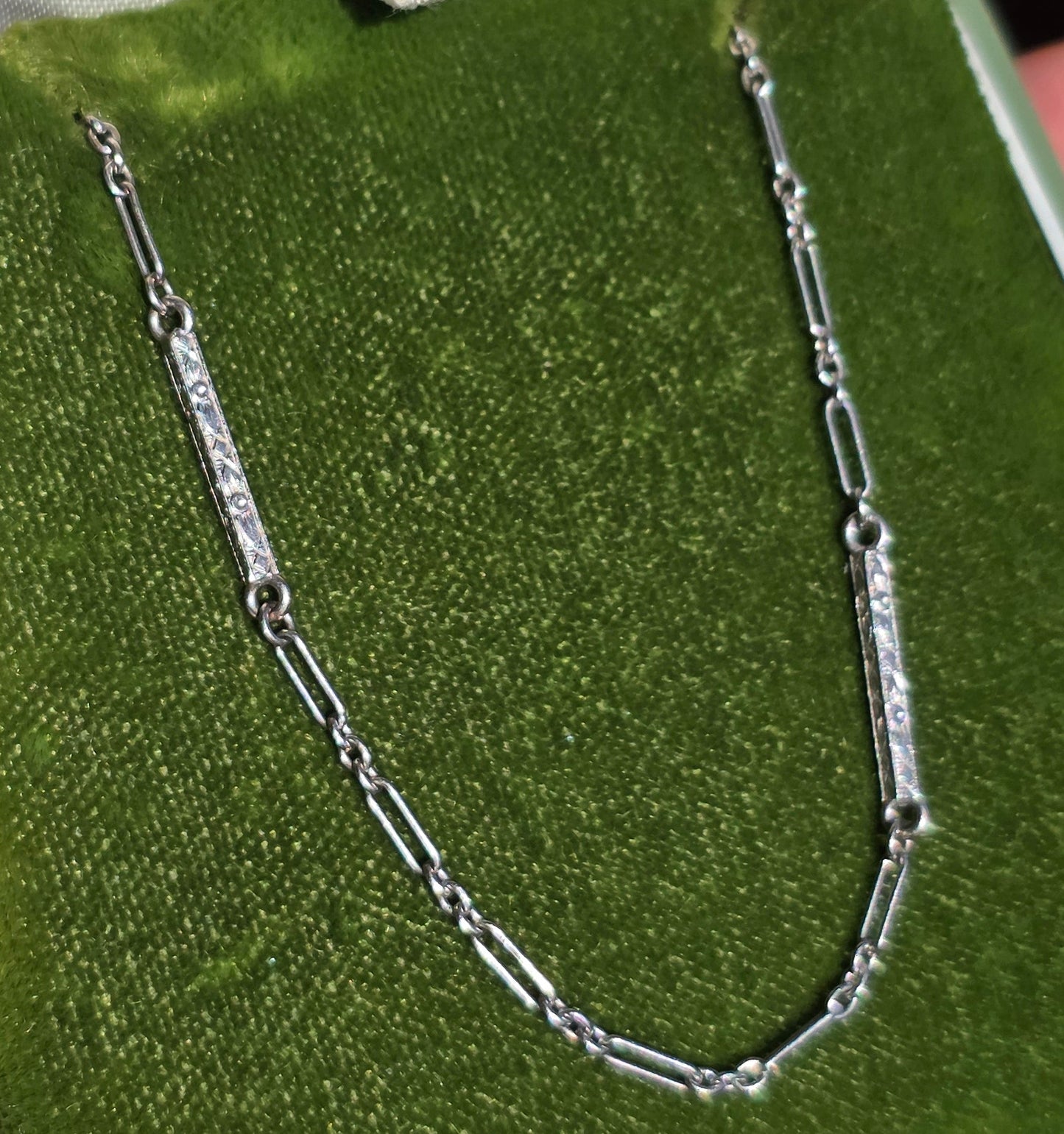 Beautiful Vintage 14k White Gold Floral Carved Bar Link Bracelet 6.9"