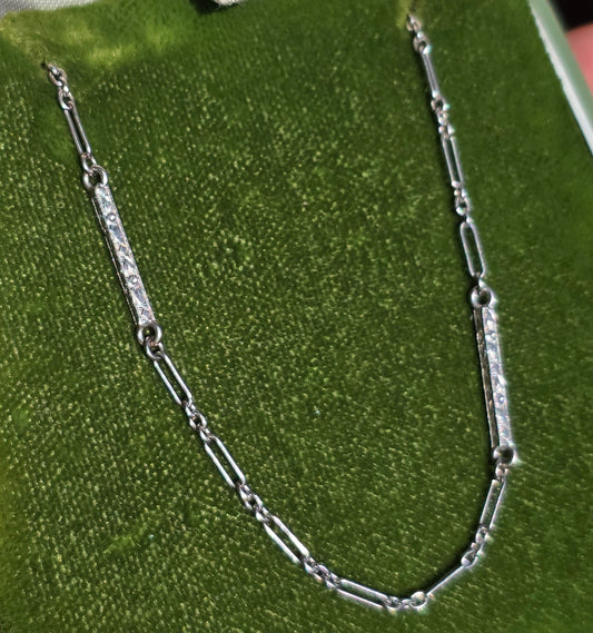 Beautiful Vintage 14k White Gold Floral Carved Bar Link Bracelet 6.9"