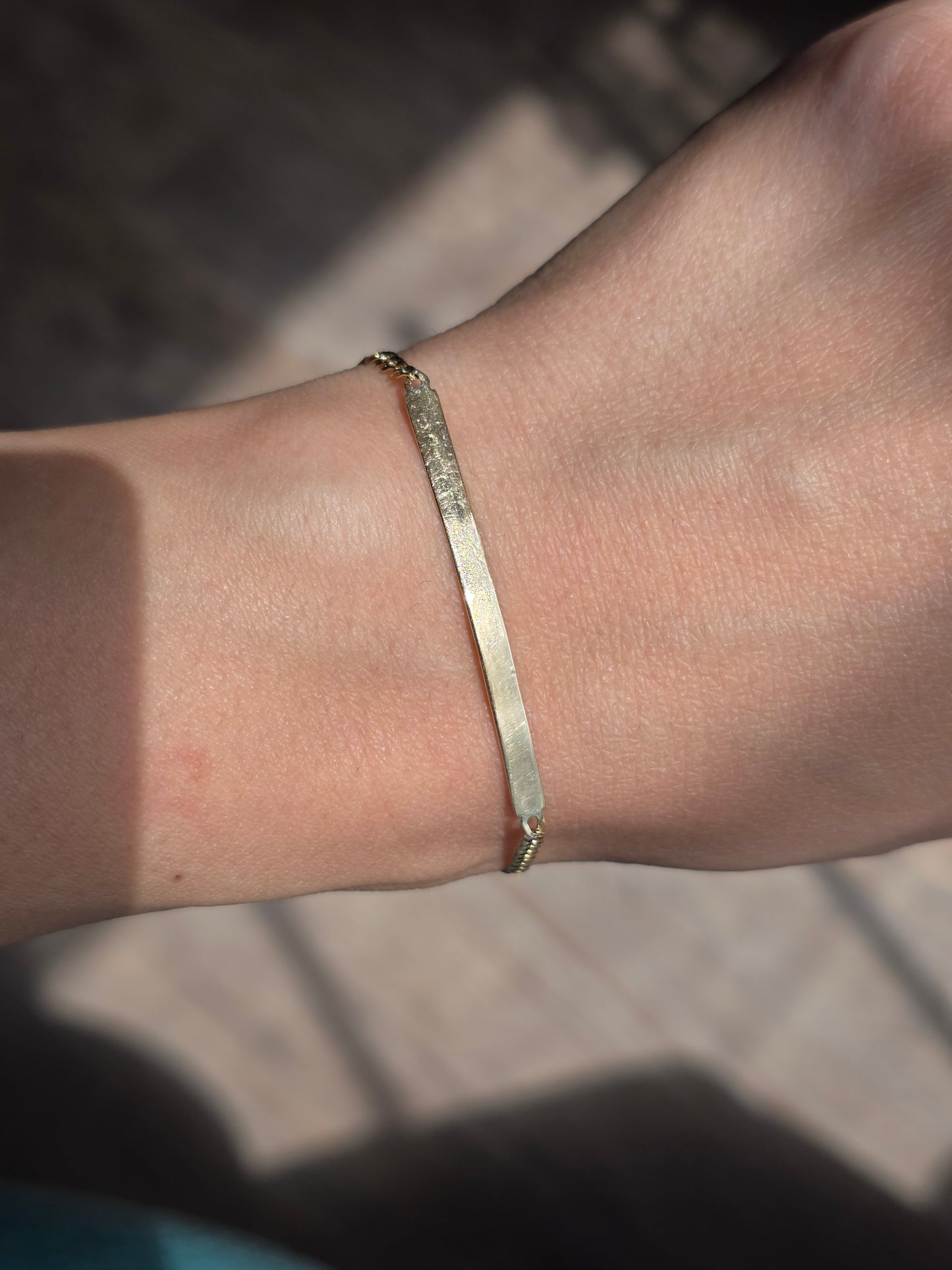 10k Gold Child's Skinny ID Bar Bracelet 5.75" | Personalized Gift
