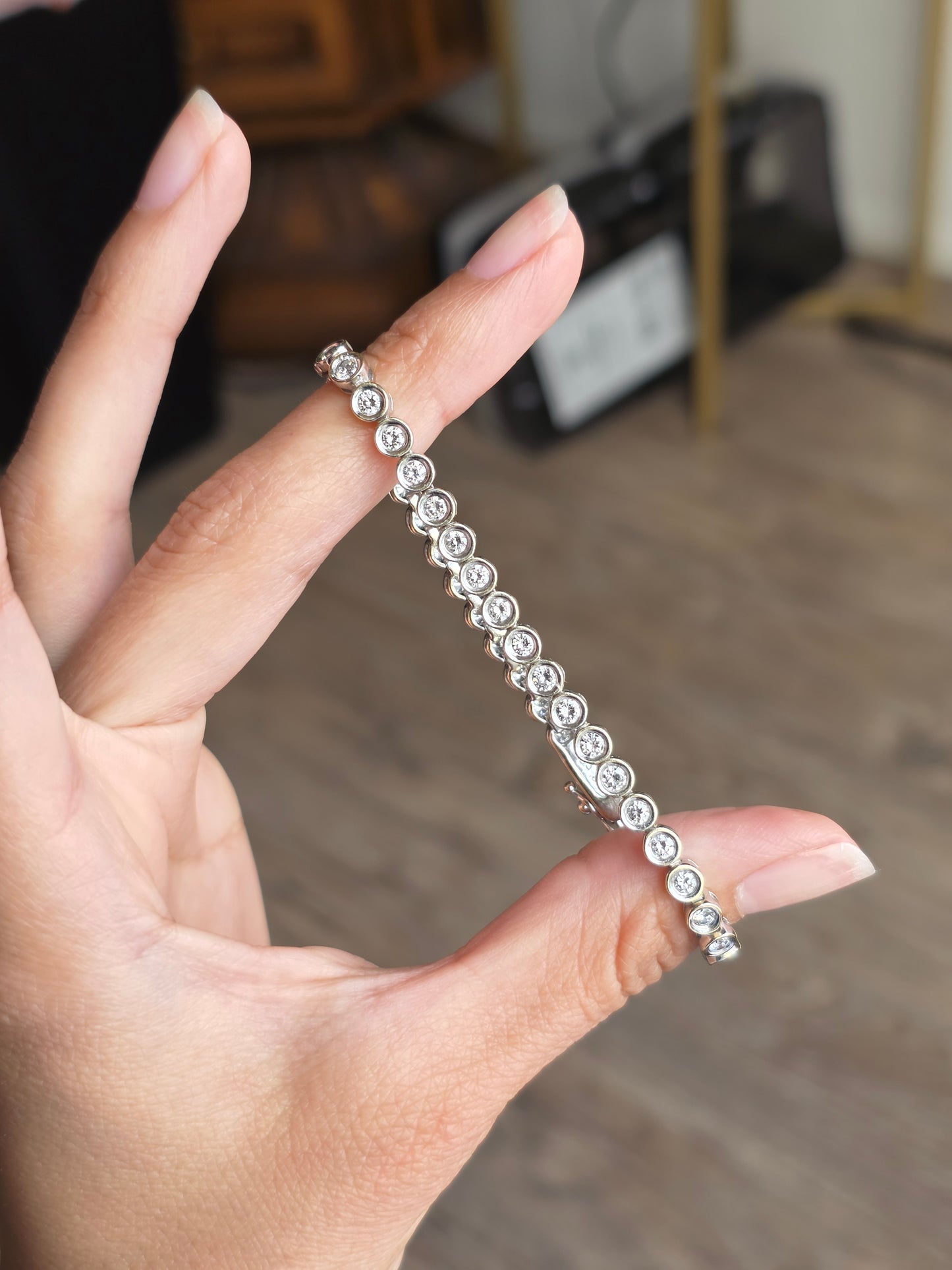 Gorgeous 4.50TCW Diamond Bezel Set 14k White Gold Solid Hefty Tennis Bracelet 7"