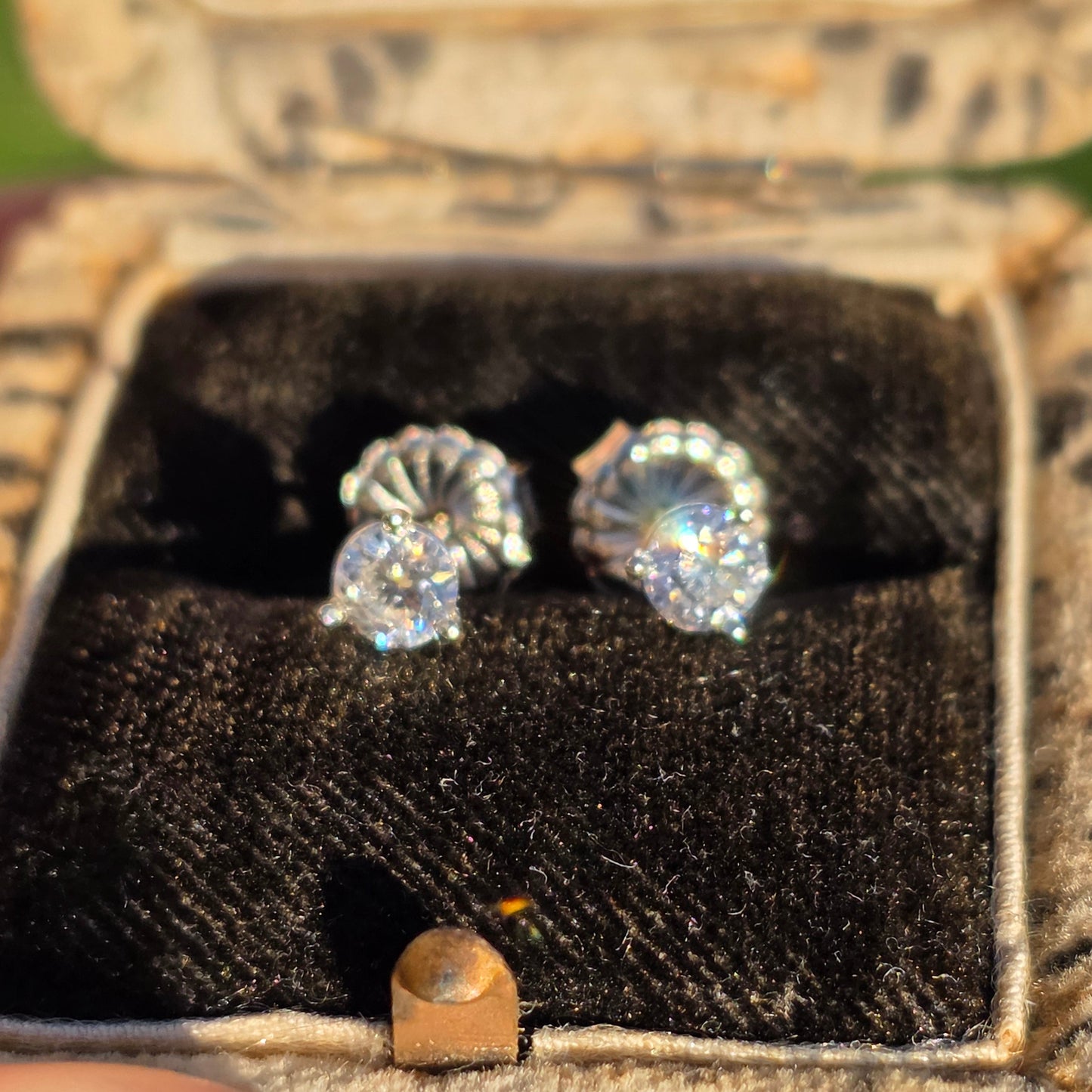 Classic .64tcw Martini Three Prong Style Round Diamond Stud Earrings