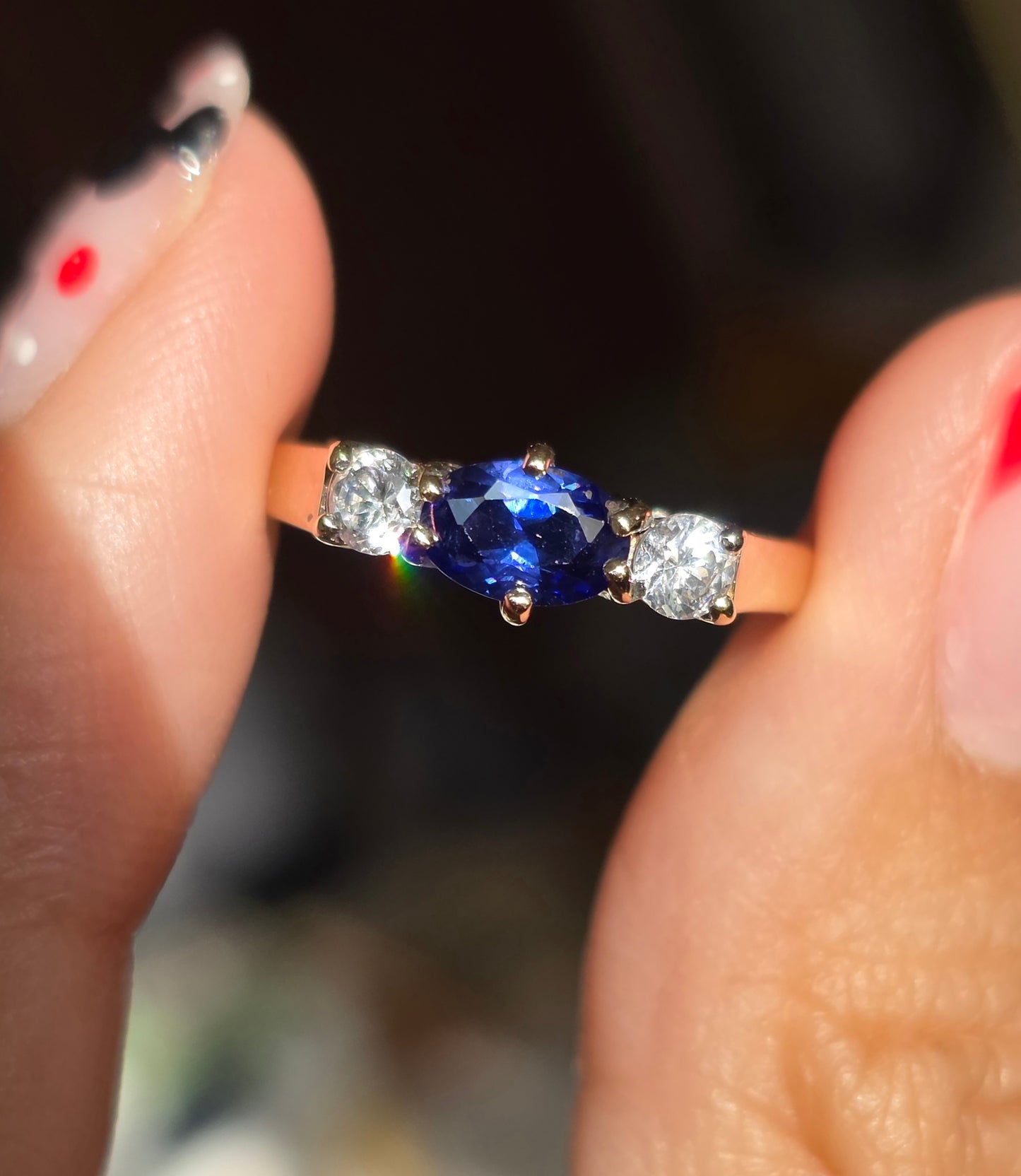 RESERVED FOR S-DO NOT BUY-Vintage 9k Tanzanite and White Tourmaline Ring Size 5.75