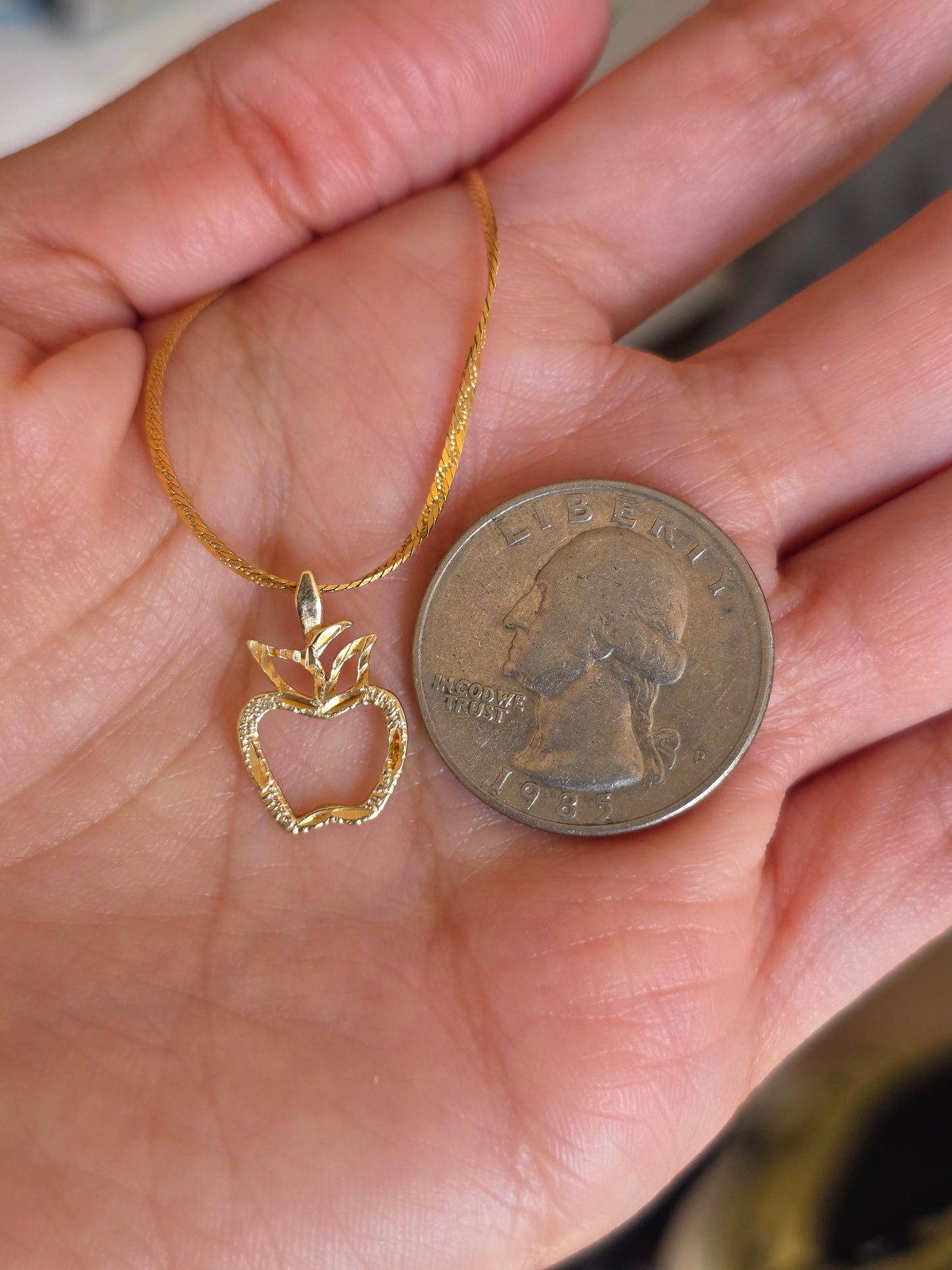 14k Gold (Signed Ma Michael Anthony)Diamond Cut Apple Charm Pendant (NO CHAIN)