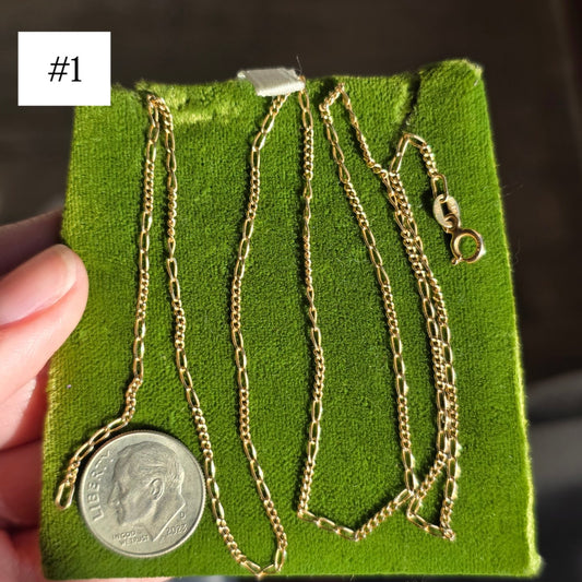 20" Figaro 10k Gold Every Day Wear Chain For Charms or Pendants