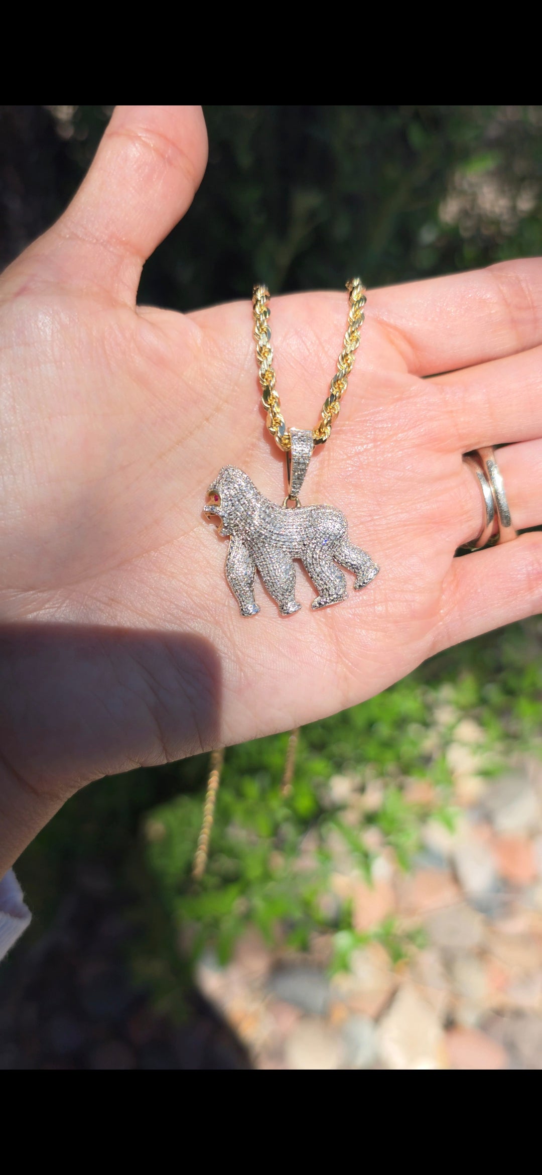 Badass 10k Gold Diamond Gorilla Pendant (NO CHAIN)