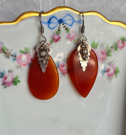 Beautiful Carnelian Sterling Silver Dangles Earrings