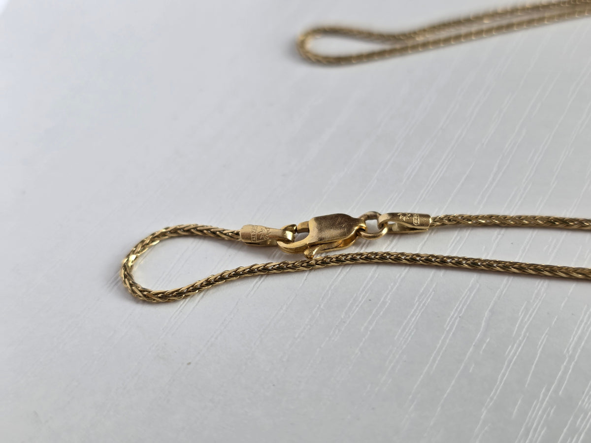 Vintage 14k Gold Italian 1.2mm Wheat Chain 20.5"