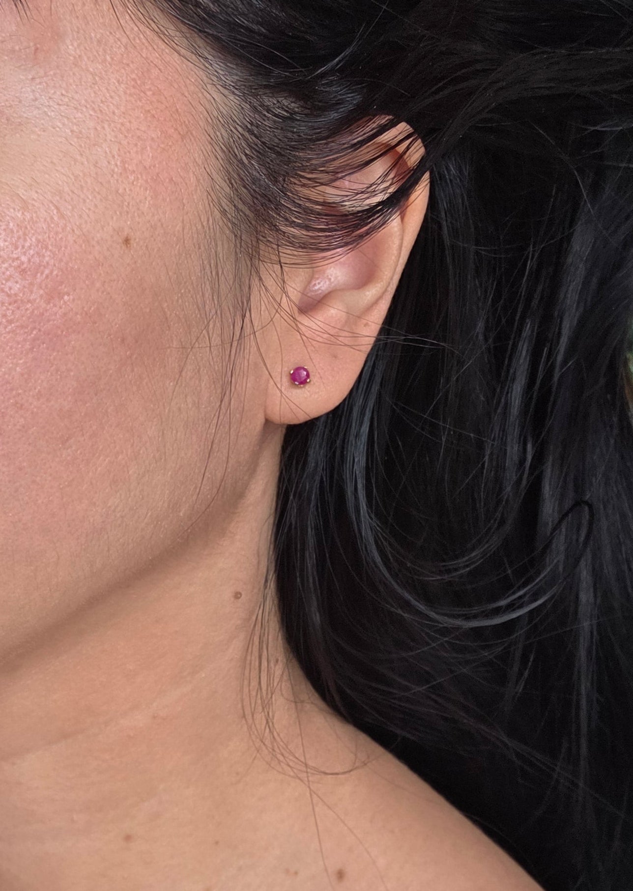 Adorable 10k Gold .50CTW Ruby Studs Earrings | July Birthstone