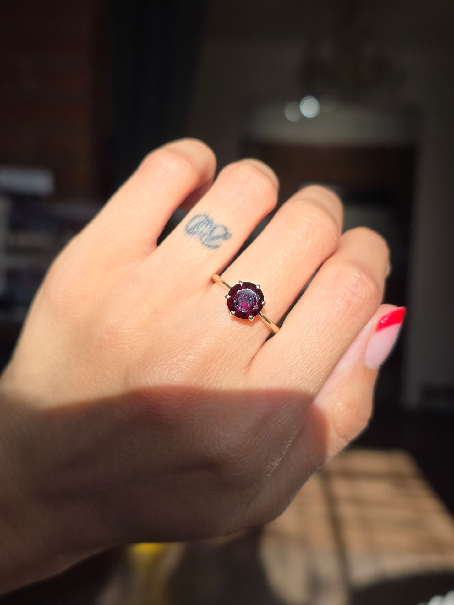 RESERVED FOR J- DO NOT BUY-  10k Gold Garnet Solitaire Ring Size 8