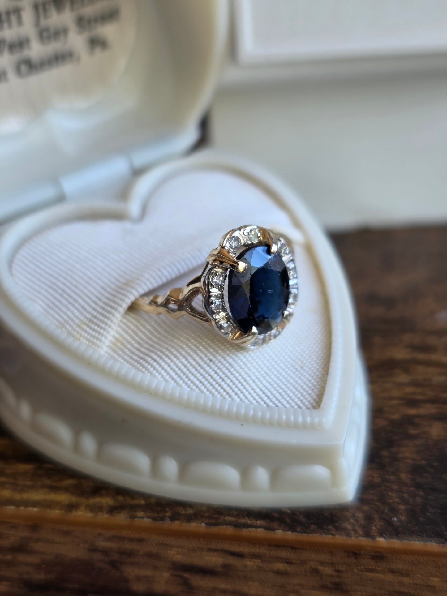 Beautiful Vintage 10k Gold 1.85tcw Sapphire Diamond Ring Size 6.5