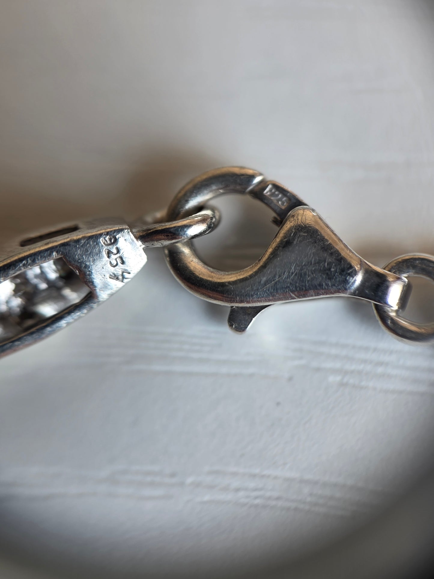 Pretty Sterling Silver Open Heart & Marquise Link Diamond Accented Tennis Bracelet 7.75"