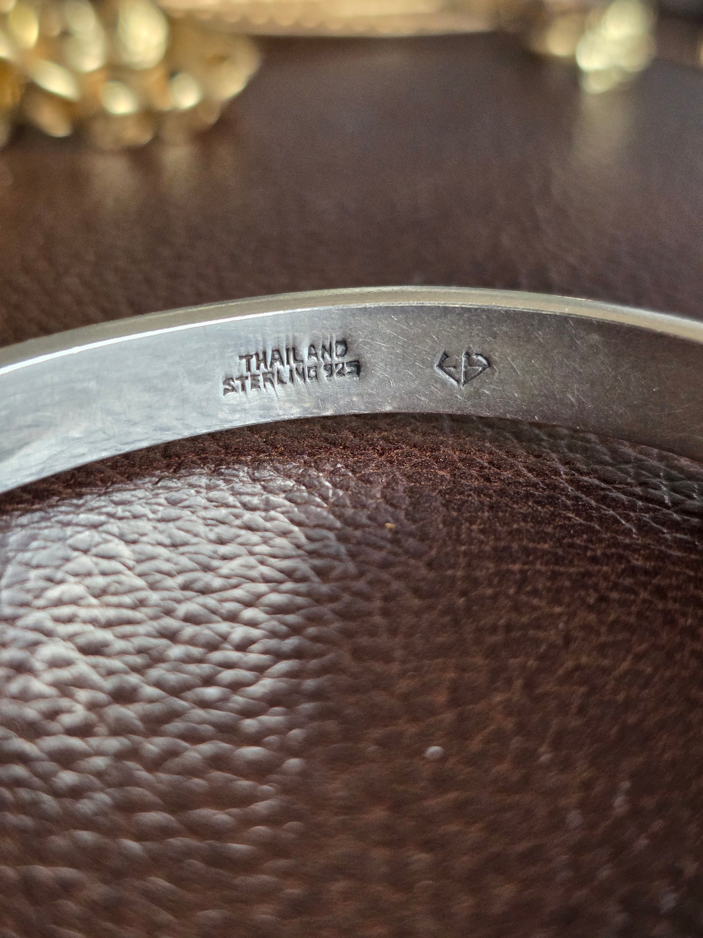 Sterling Silver Vintage Floral Etched Bangle Bracelet 6.75"