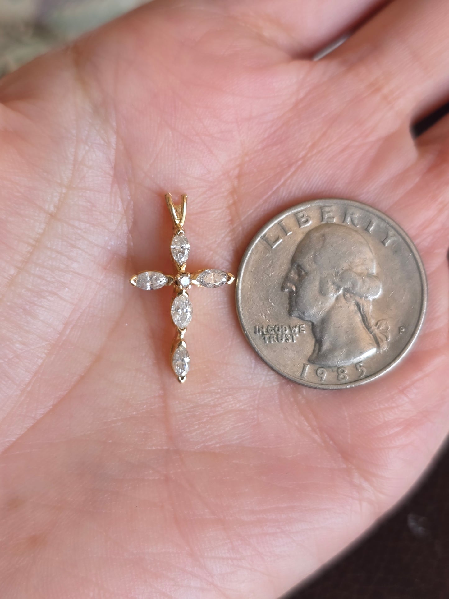 14k Gold .50TCW Diamond Cross Pendant (NO CHAIN)