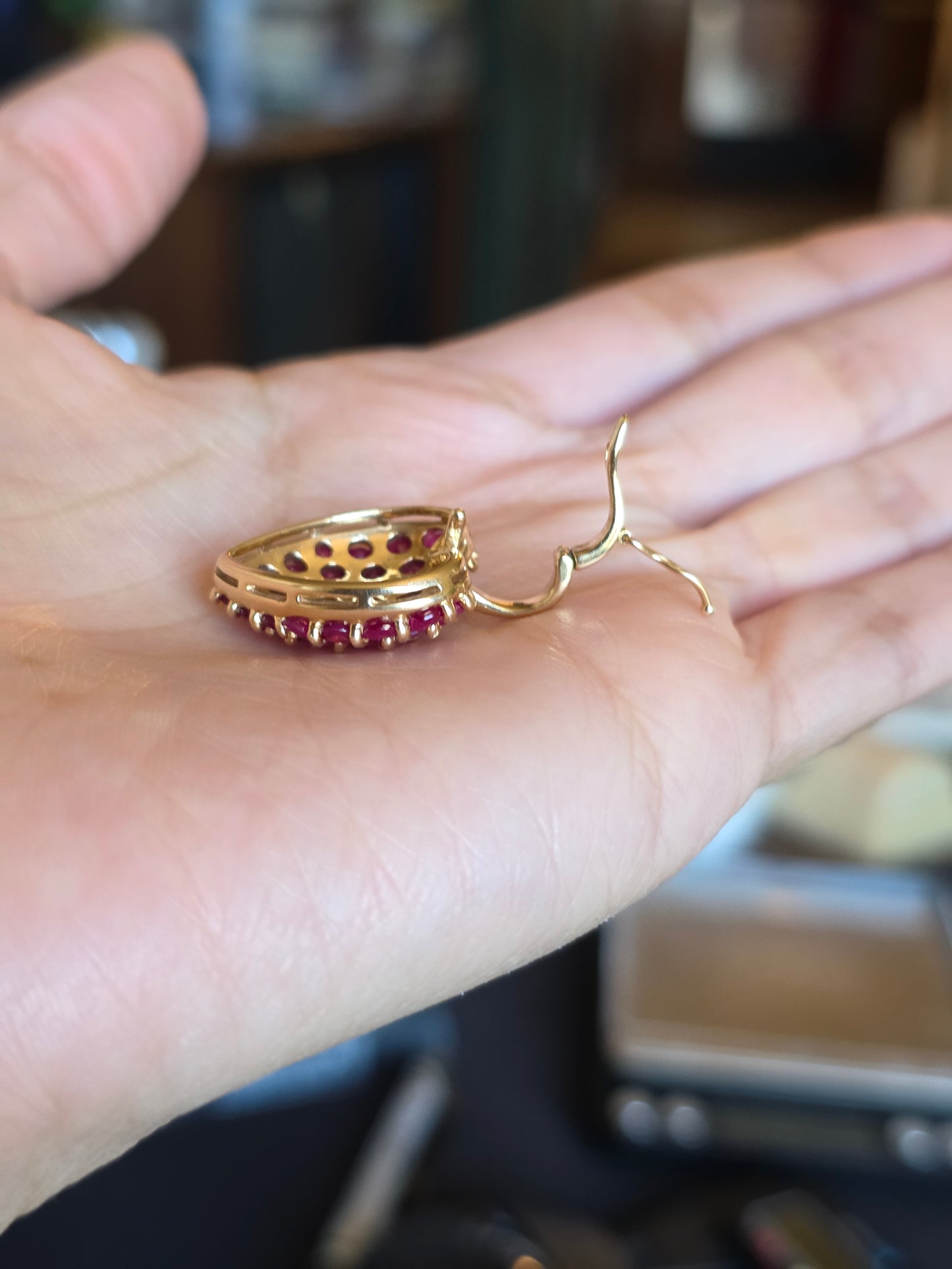 Stunning 14k Gold 4.75ctw Ruby Encrusted Heart Pendant (NO CHAIN)