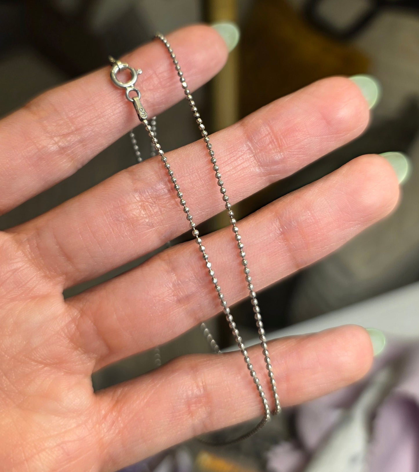 Sparkling Sterling Silver Bead / Ball Chain Necklace 18"