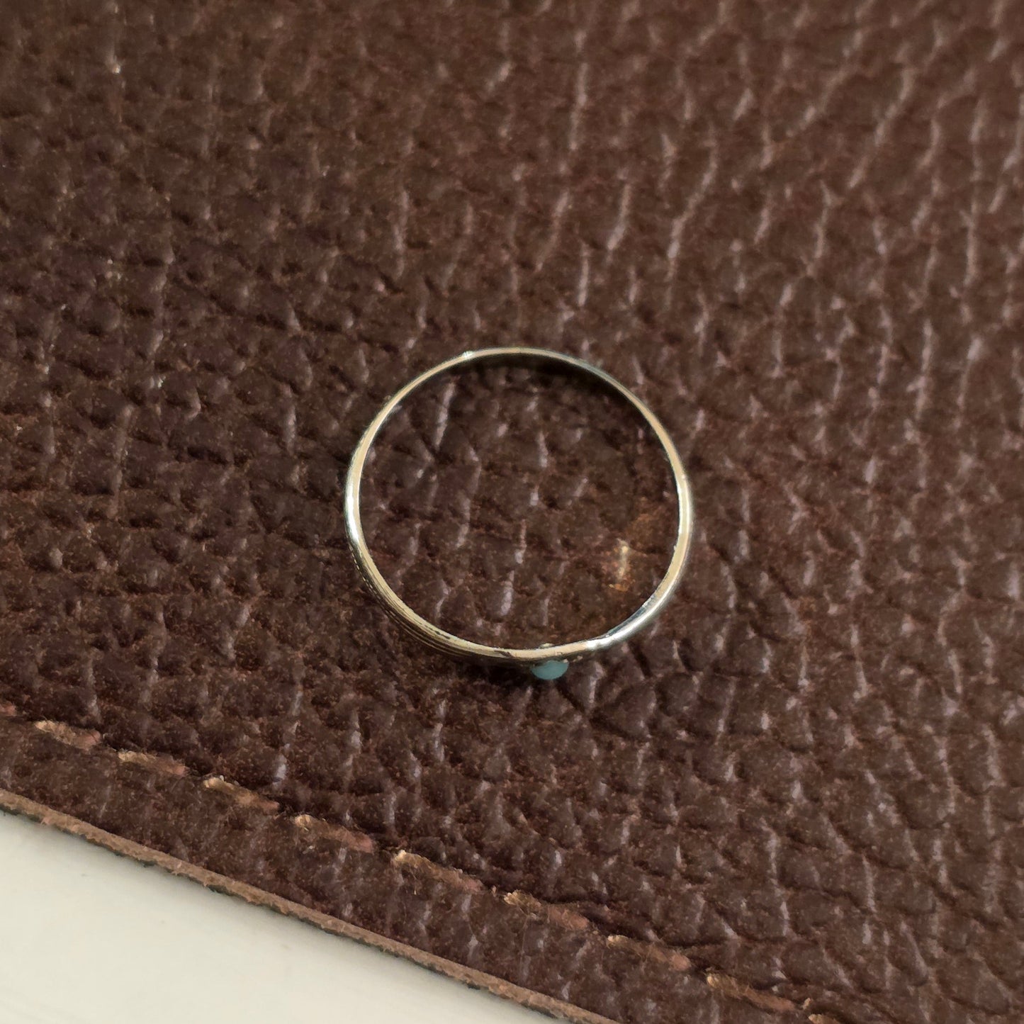 Vintage 10k White Gold Turquoise Baby Ring Less than a Size 1 / Midi / Charm (NO CHAIN)