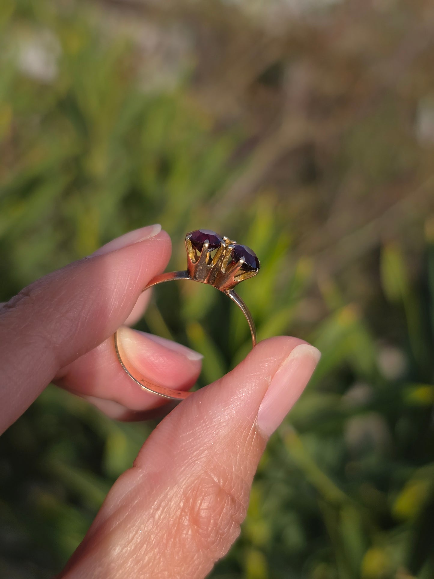14k Vintage Garnet Toi Et Moi Ring Size 9 January Birthstone