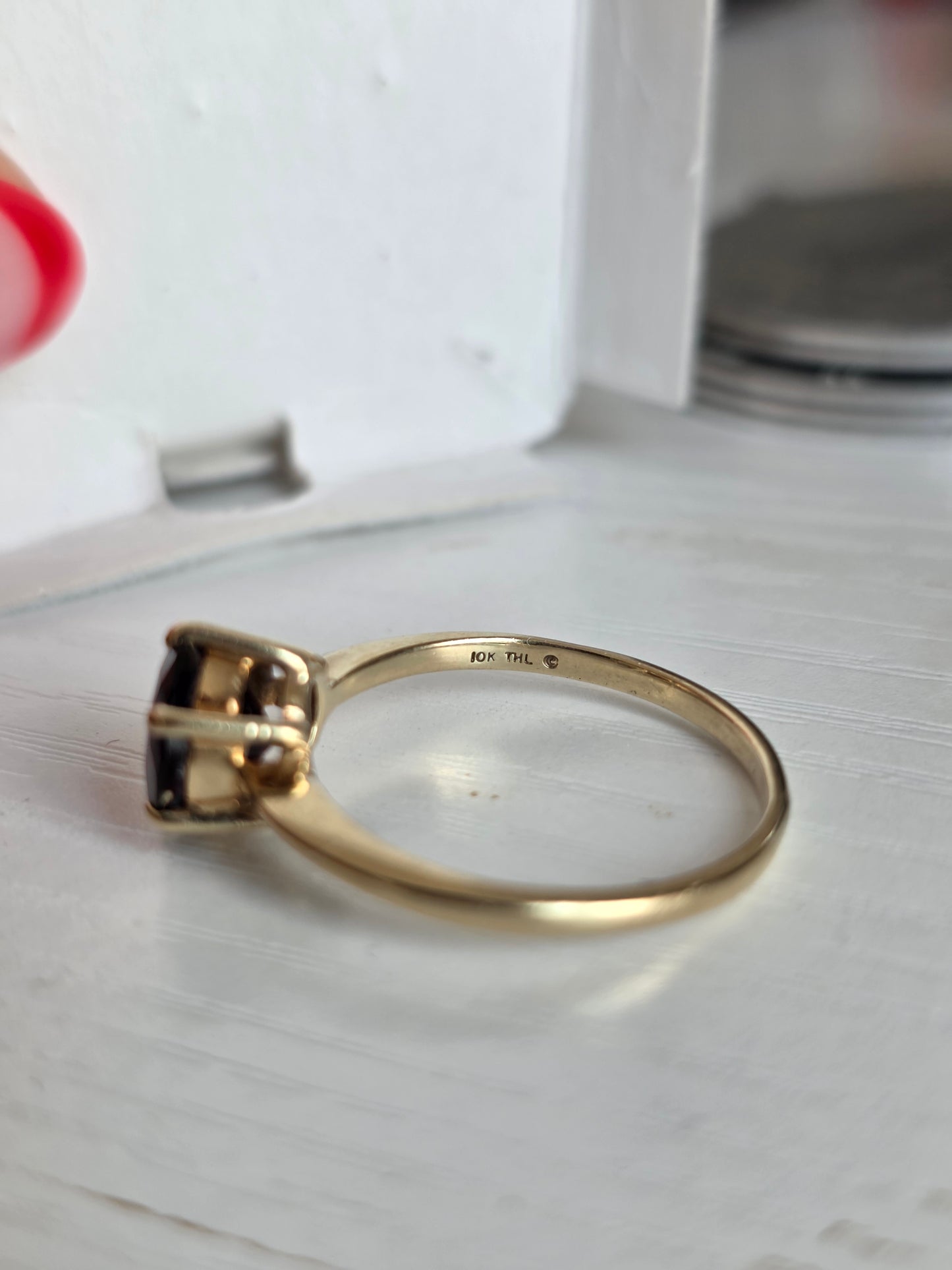 RESERVED FOR J- DO NOT BUY-  10k Gold Garnet Solitaire Ring Size 8