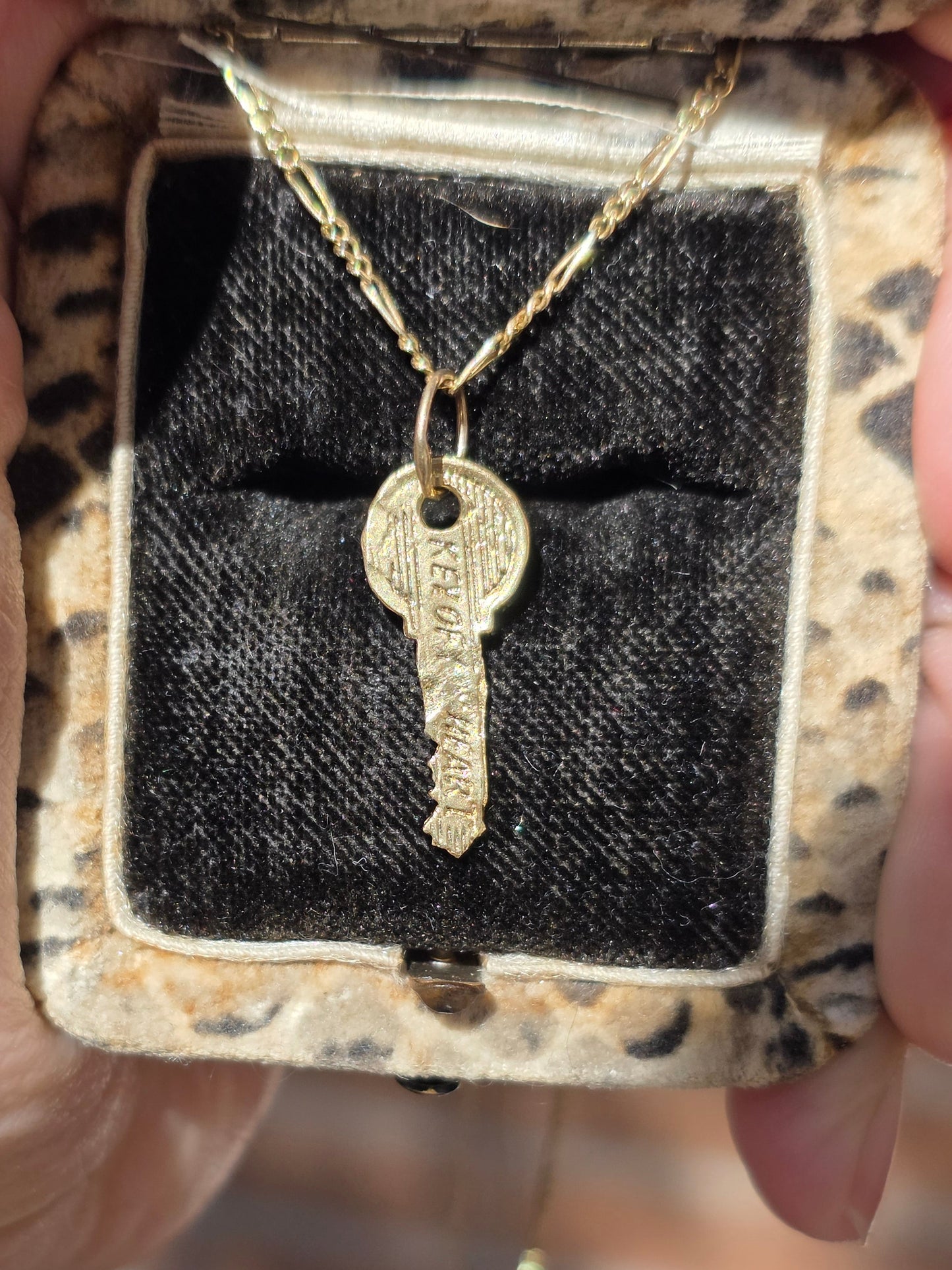 14k Gold 20mm Key Charm "KEY OF MY HEART" (NO CHAIN)