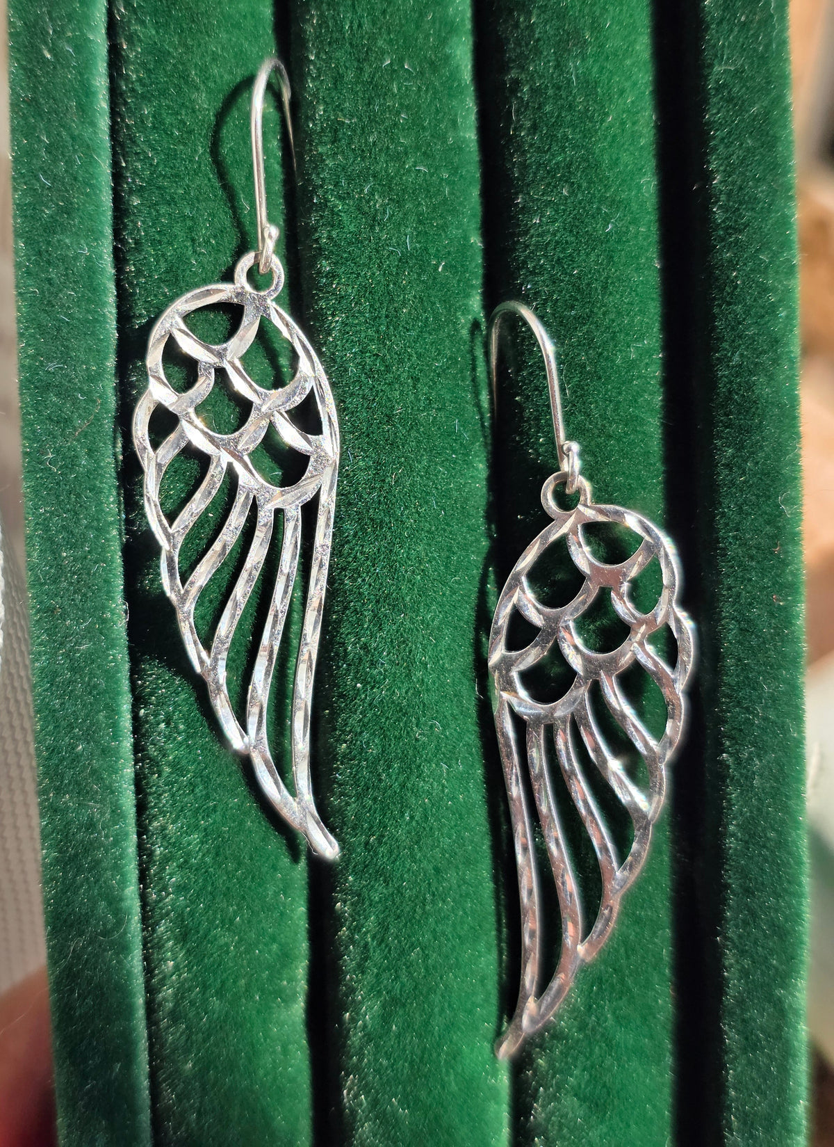 Awesome Sterling Silver Diamond Cut Large 2.1" Wing Drop Earrings
