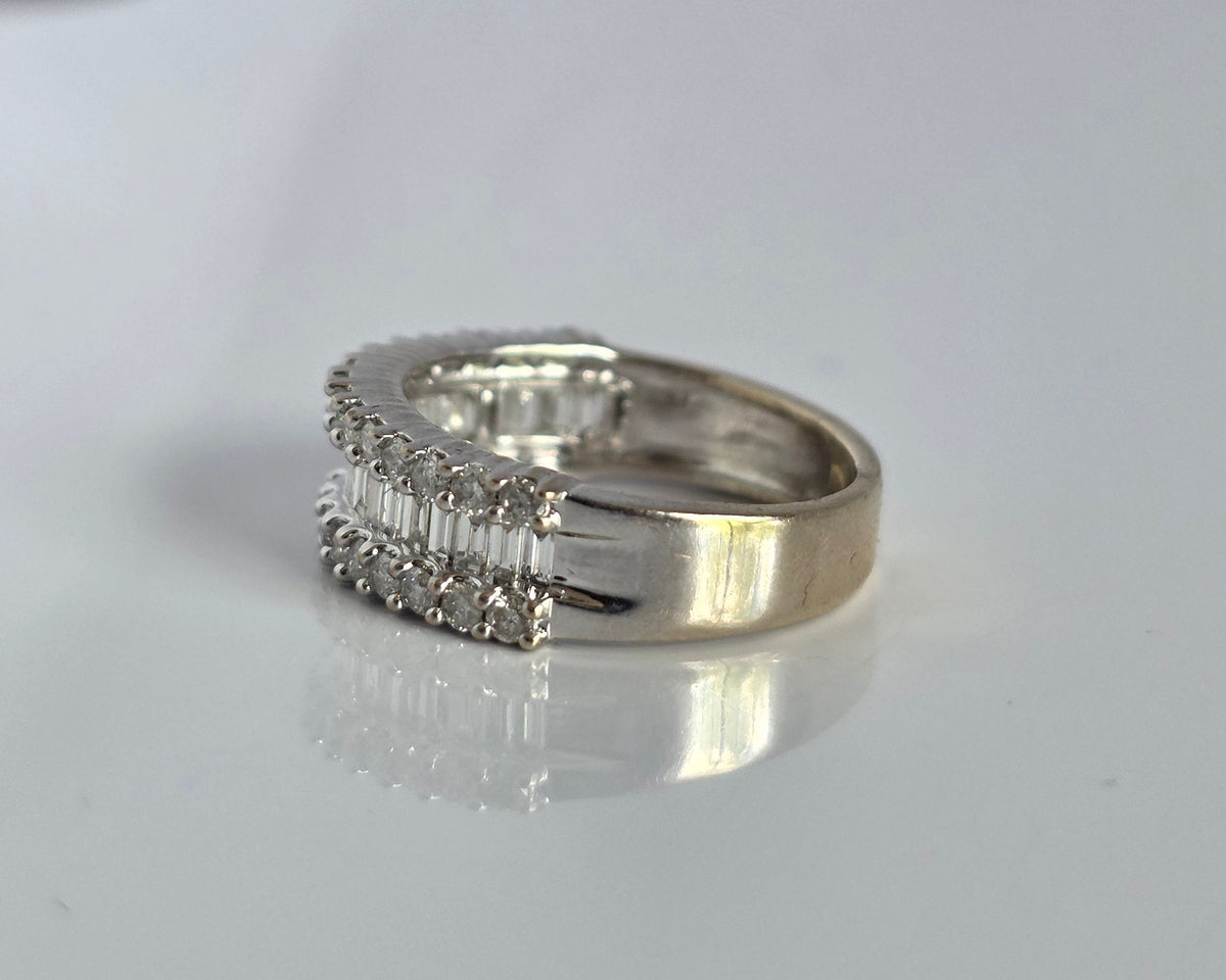 Stunning 1 Carat Total 14k White Gold Baguette Channel Set Diamond Band Size 5.25