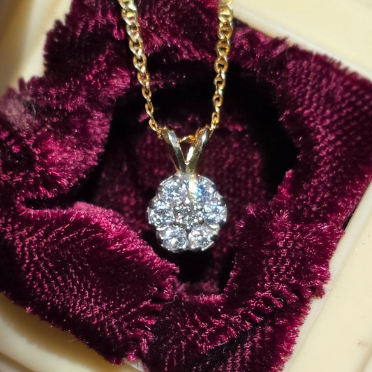 14k 2T Gold .42ctw Diamond Cluster Round Pendant (NO CHAIN)