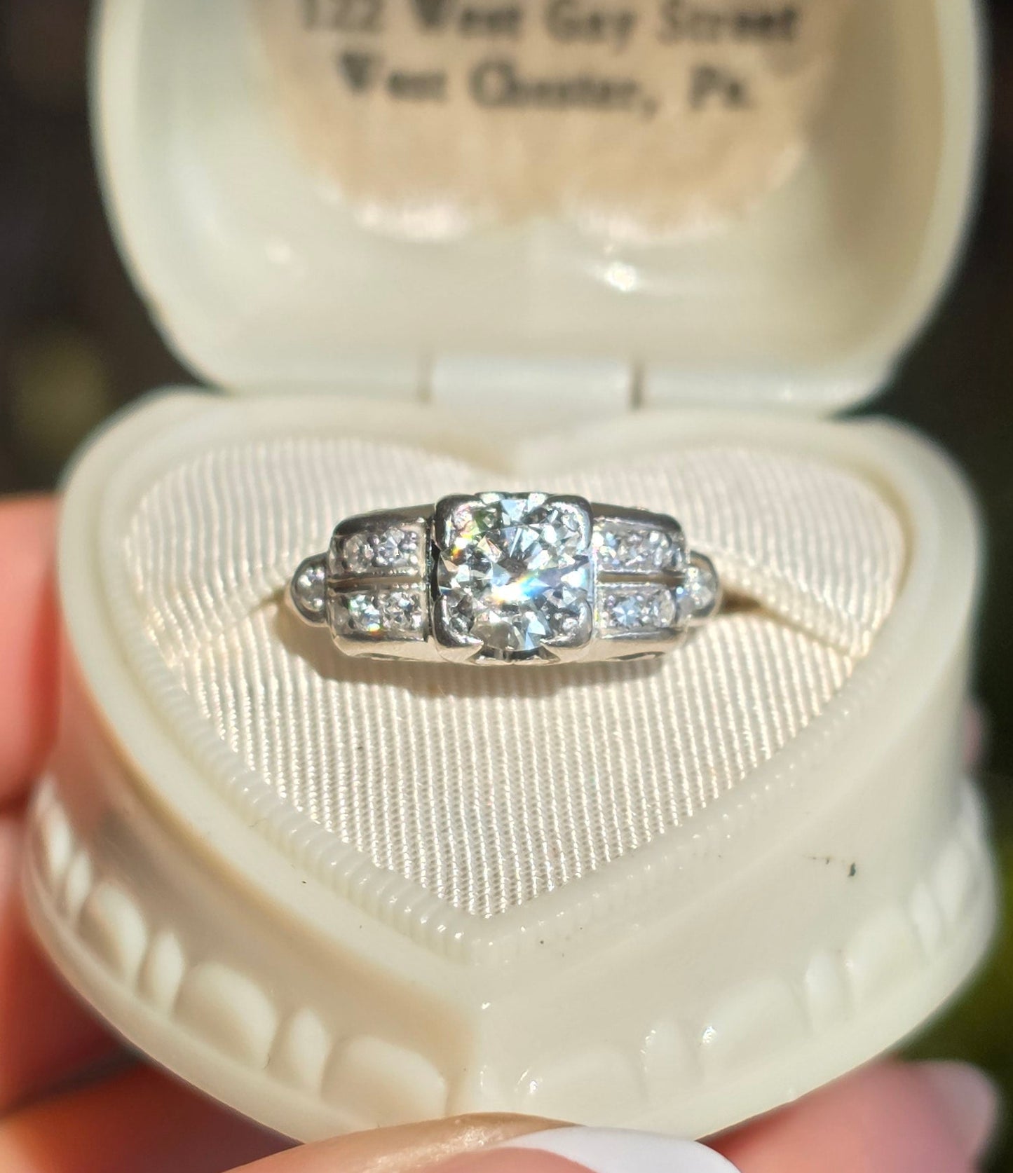 Stunning 1.0CTW OEC Art Deco Style Platinum Diamond Ring Size 4