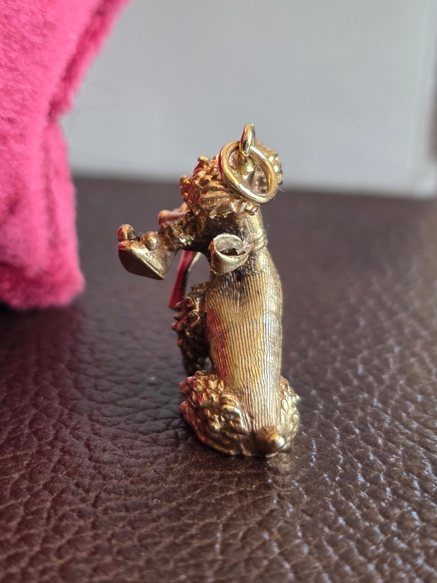 Adorable Solid Made 14k Gold Poodle with Heel in Mouth Charm Heavy (NO CHAIN)