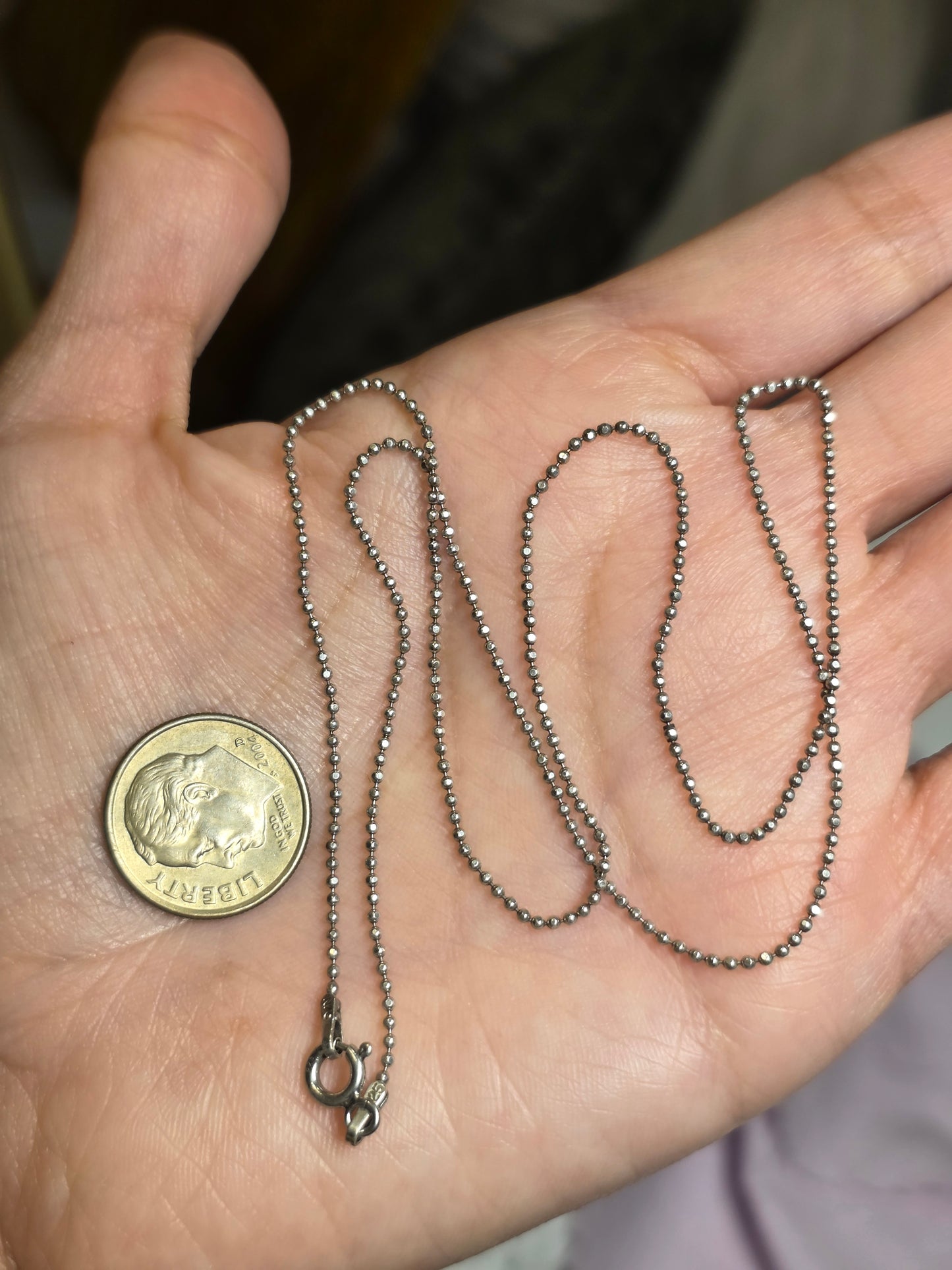Sparkling Sterling Silver Bead / Ball Chain Necklace 18"