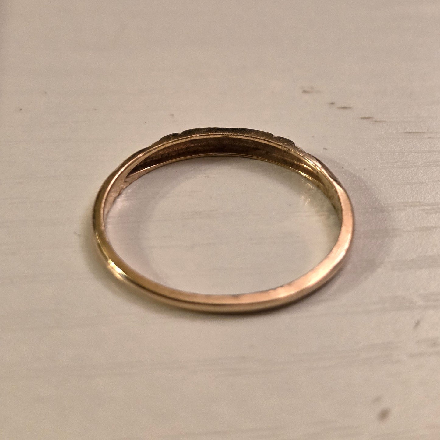 Pretty Vintage 14k Gold Floral Skinny Stacker Band Ring Size 6.25