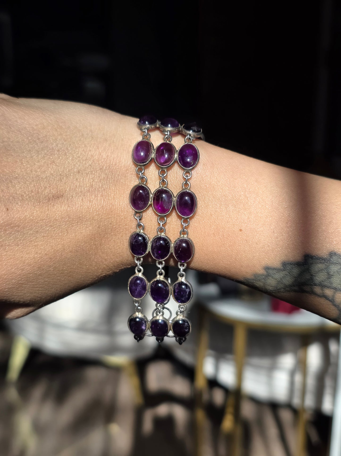 Beautiful 30 Carat Natural Amethyst Statement Bracelet 7.25" February Birthstone
