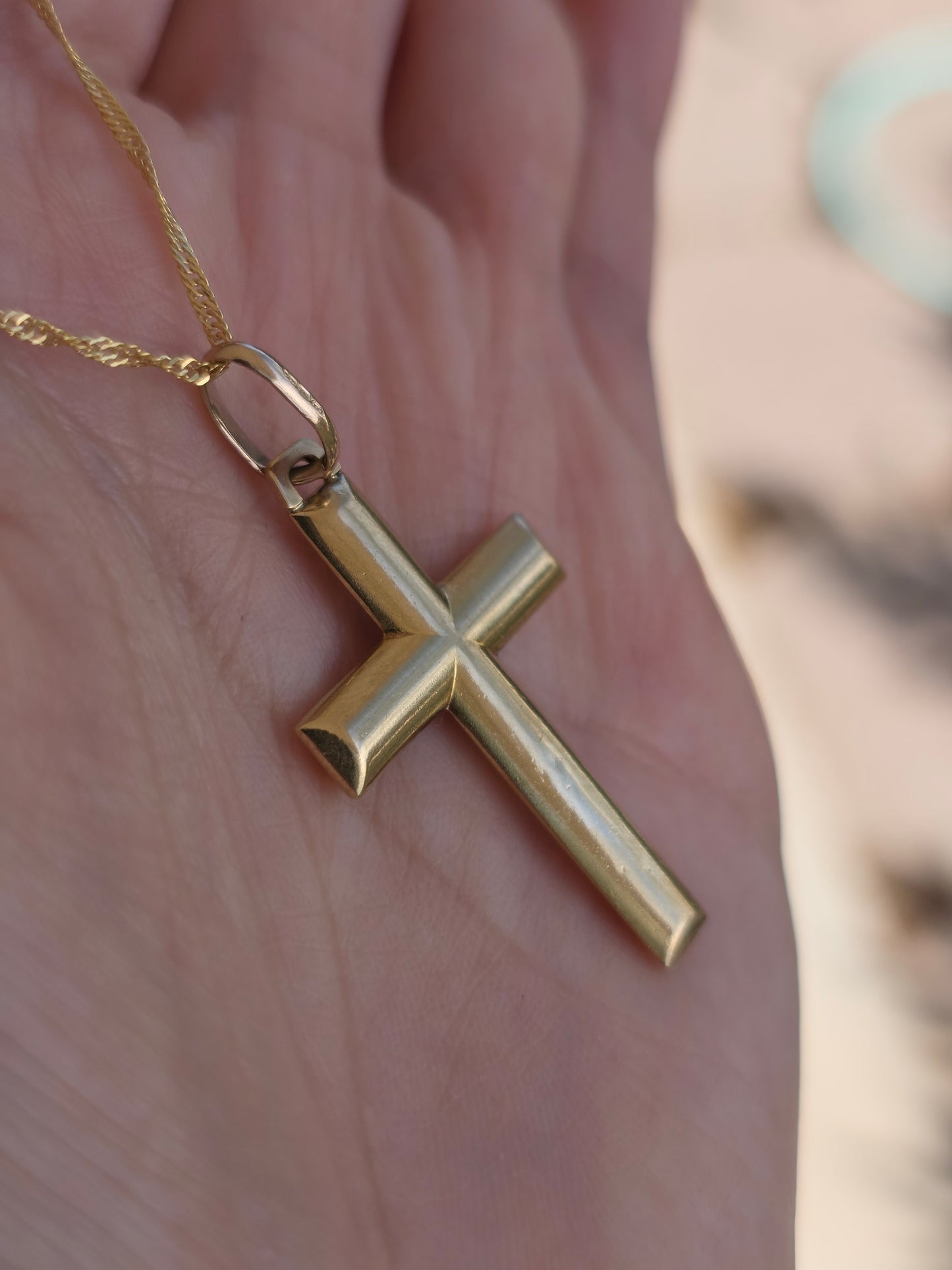 Vintage UNOAERRE 9k Gold Hollow Style Cross Pendant (NO CHAIN)