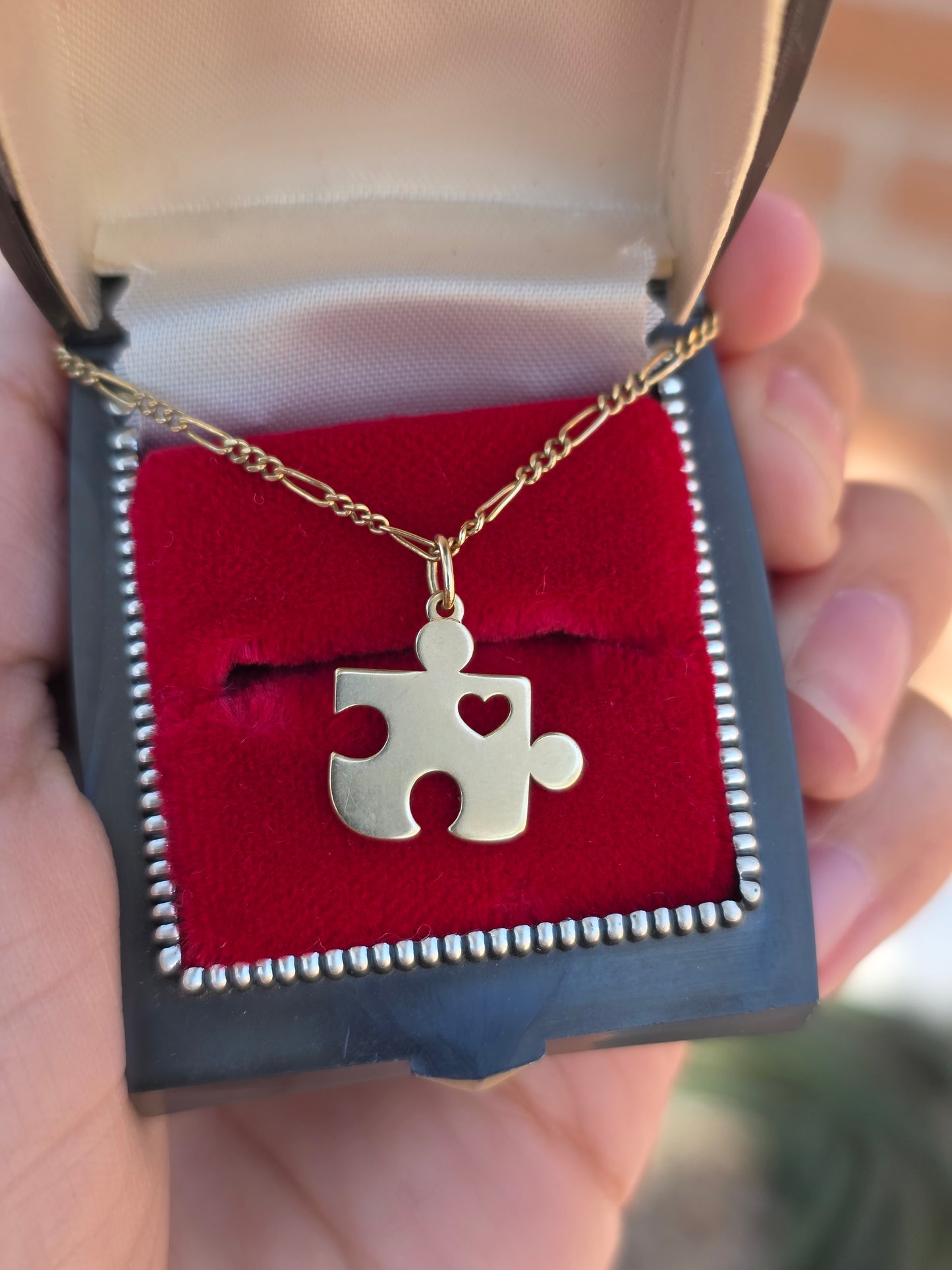 Adorable 14k Gold Puzzle Piece Heart Cut Out Charm (NO CHAIN)