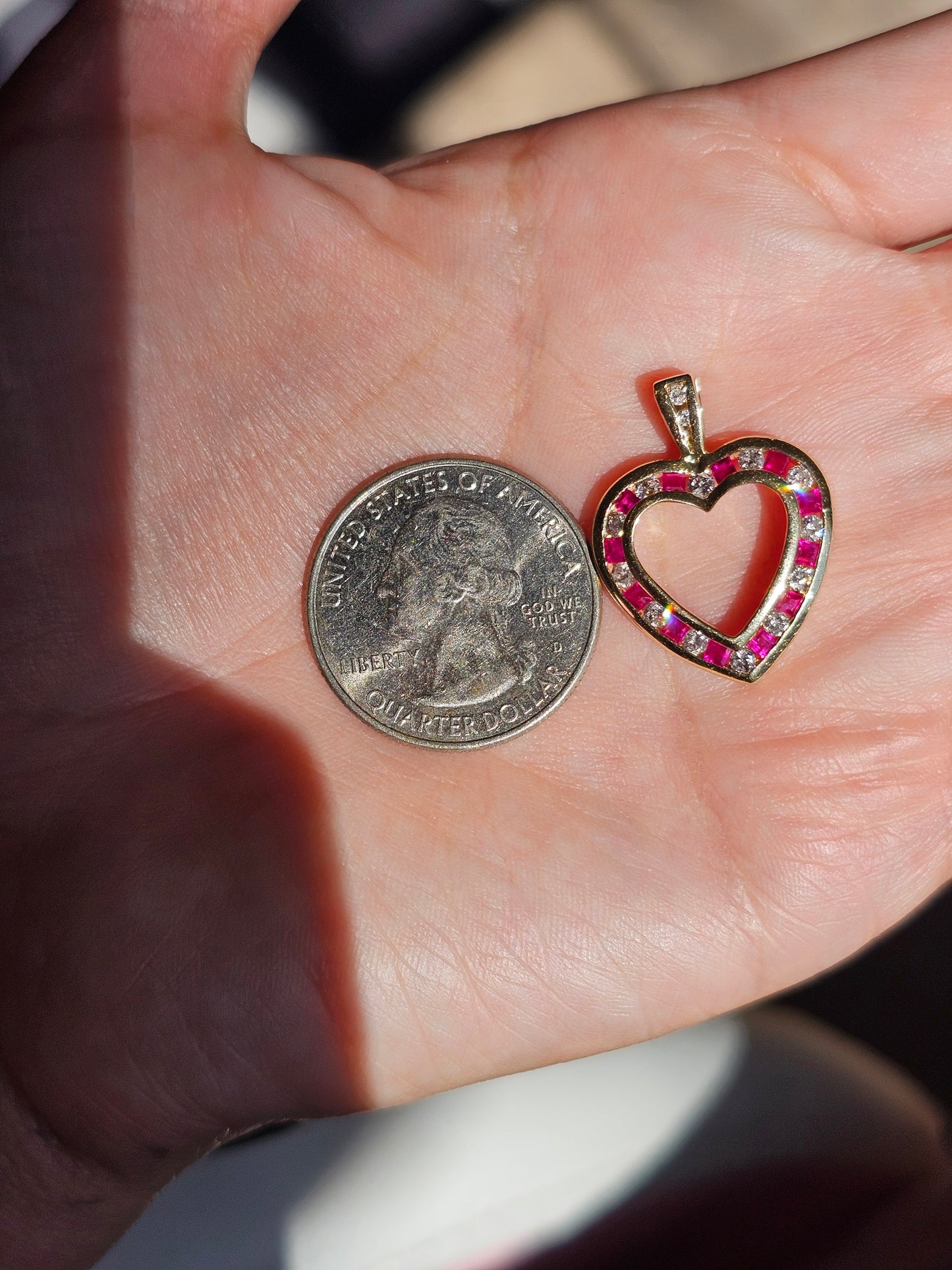 14k Ruby Diamond Heart Pendant (NO CHAIN)