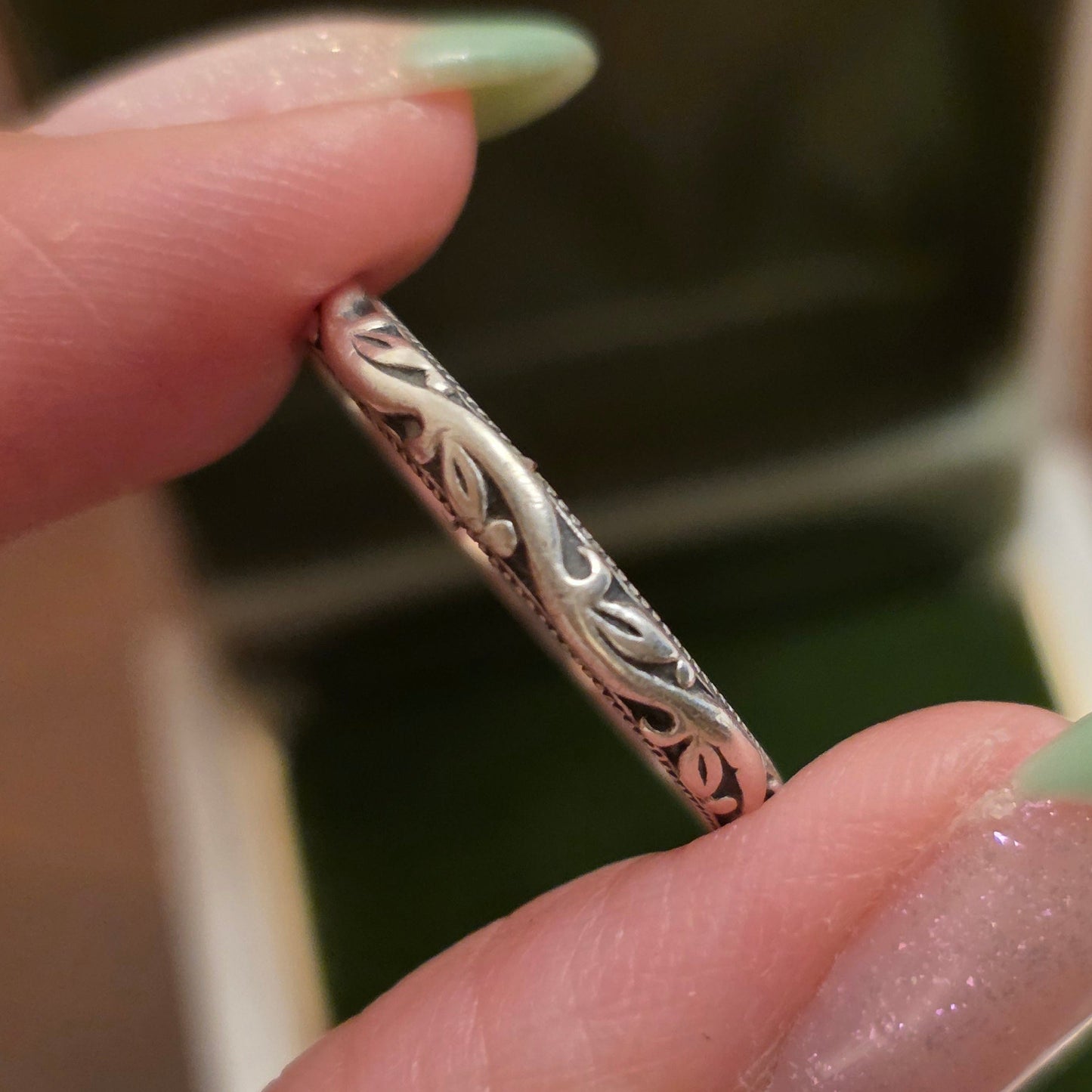James Avery Sterling Silver Floral Carved Band Ring Size 7