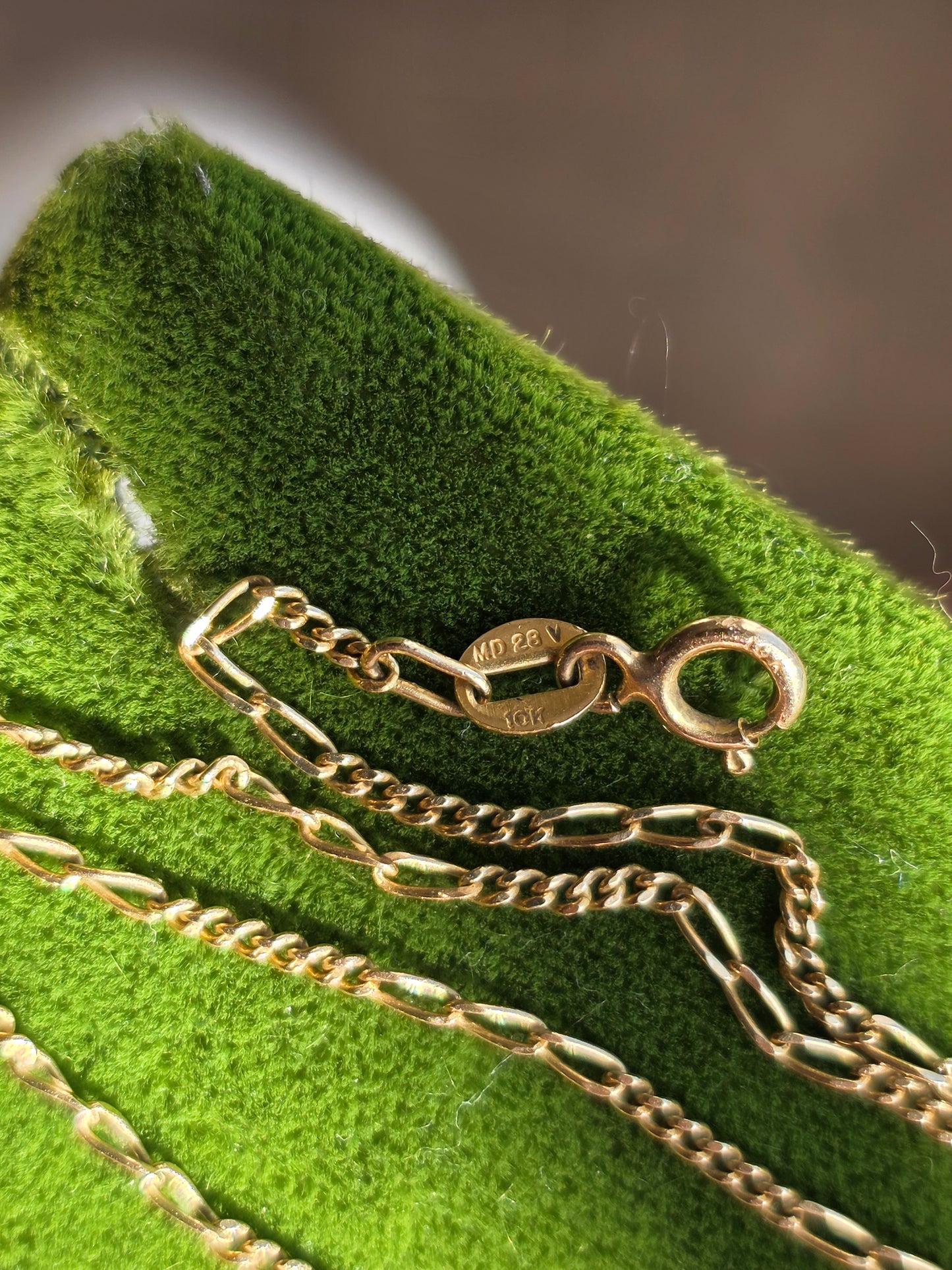 20" Figaro 10k Gold Every Day Wear Chain For Charms or Pendants